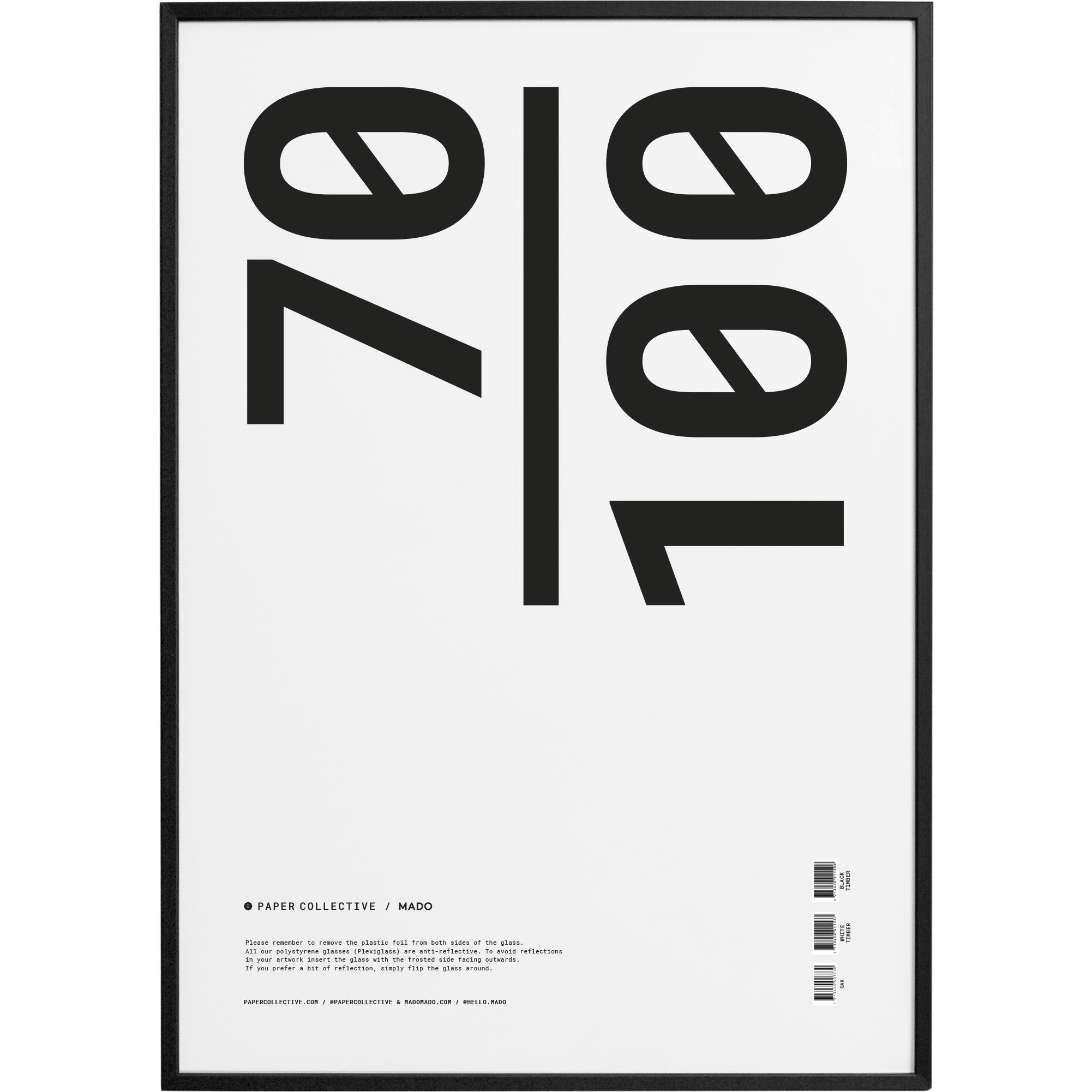Madera de marco colectivo de papel con vidrio acrílico 70x100 cm, negro