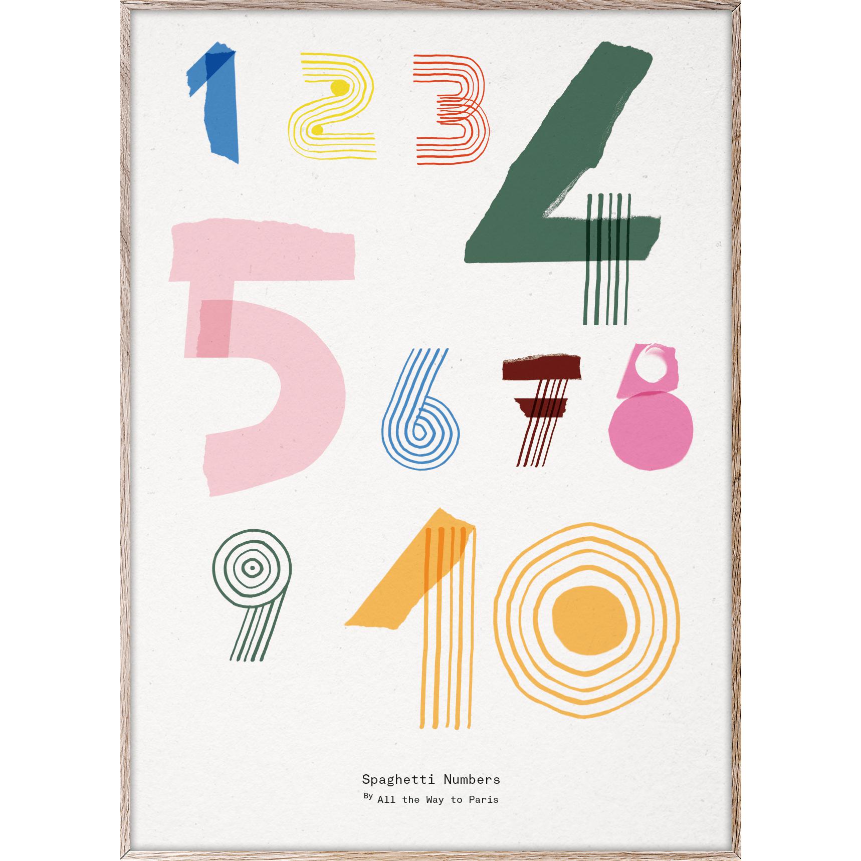 Paper Collective Spaghetti Numbers Affiche, 50x70 cm