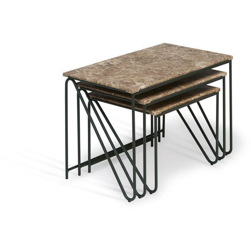Please Wait To Be Seated Triyptych Table Steel And Marble, Brown