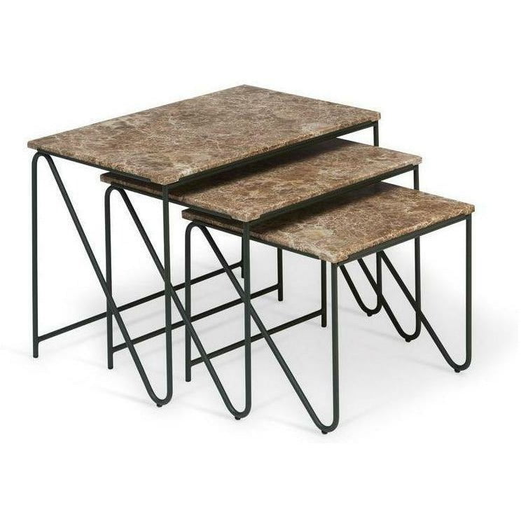 Espere para estar sentado Triyptych Table Steel and Marble, Brown