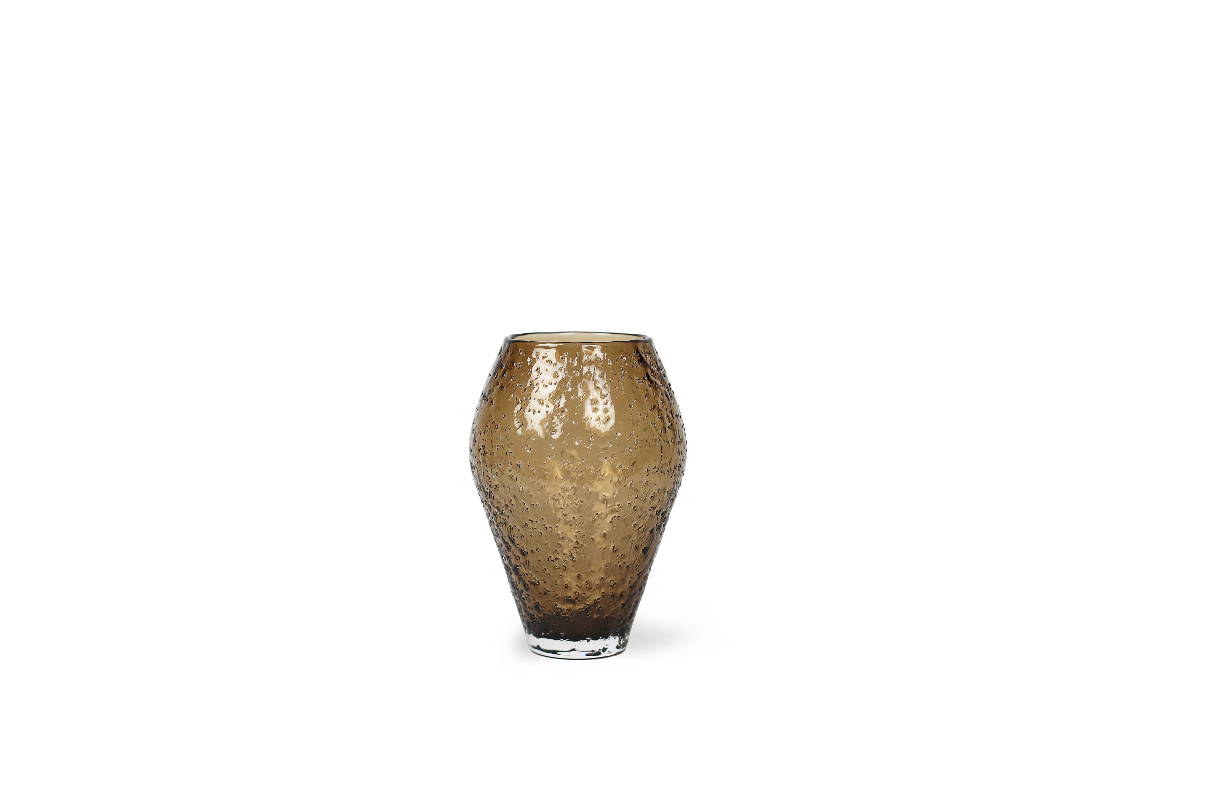 Ro Collection Vase en verre écrasé, petit, sépia brun