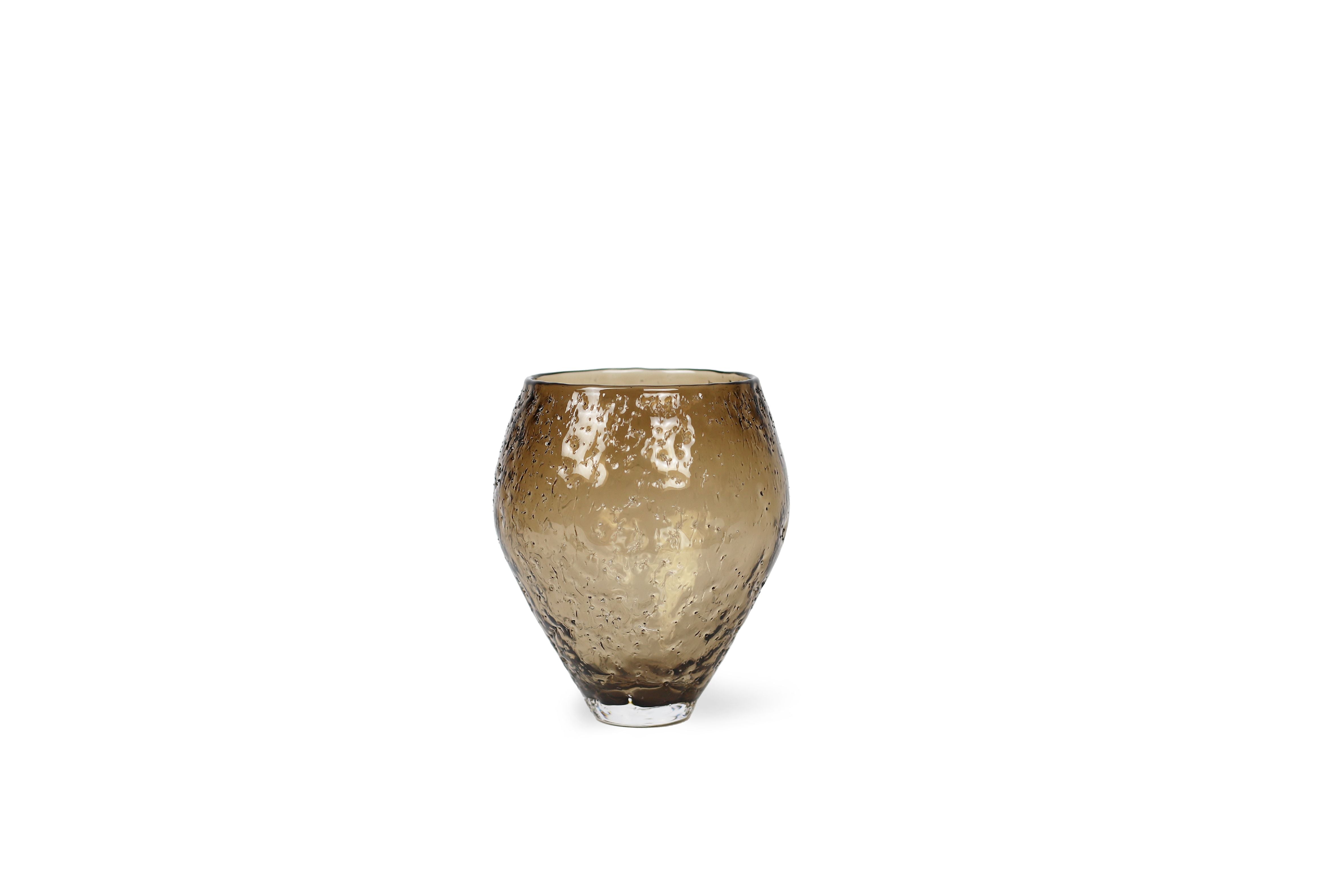Ro Collection Vase en verre écrasé, moyen, sépia brun