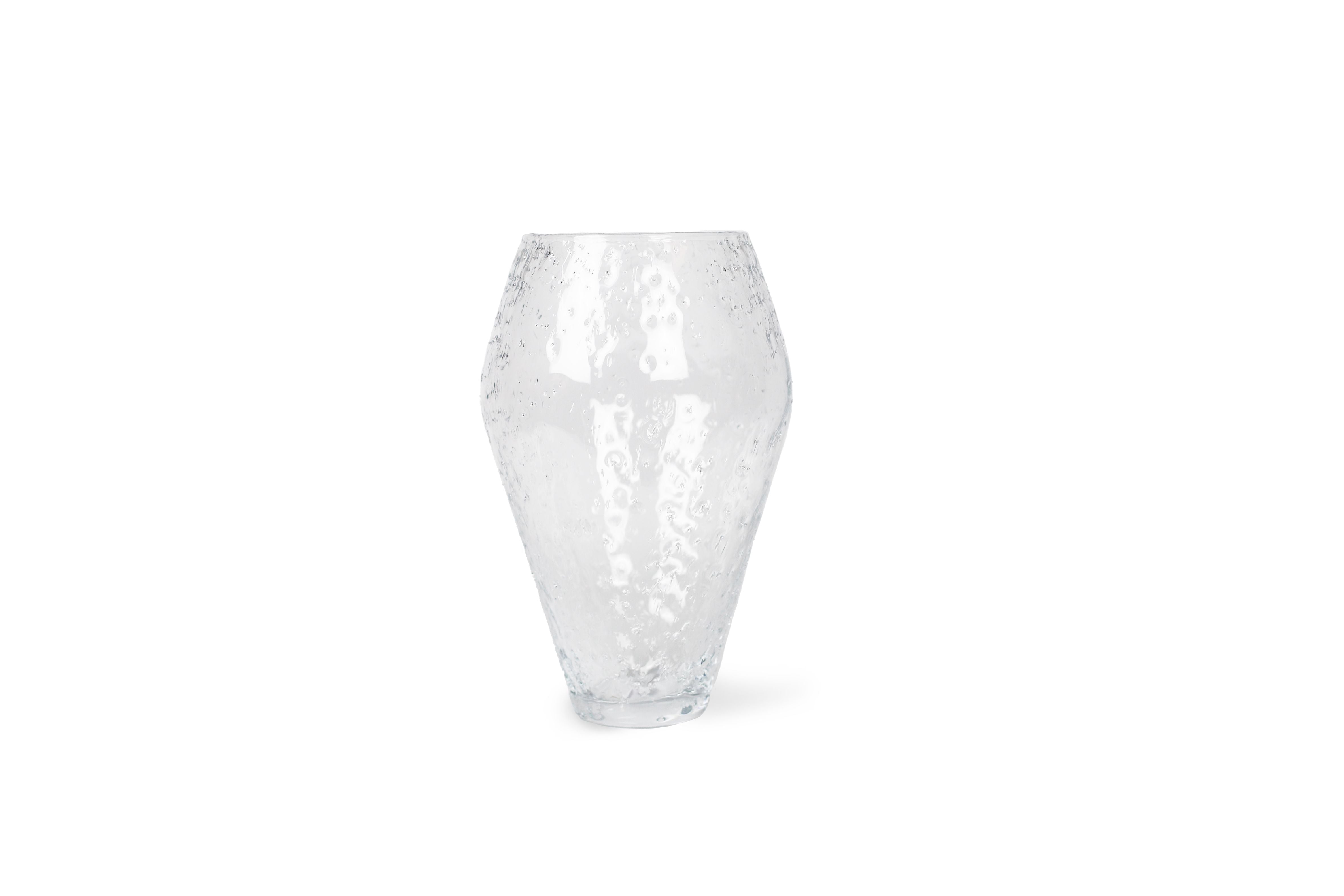 Ro Collection Vase en verre écrasé, grand, clair