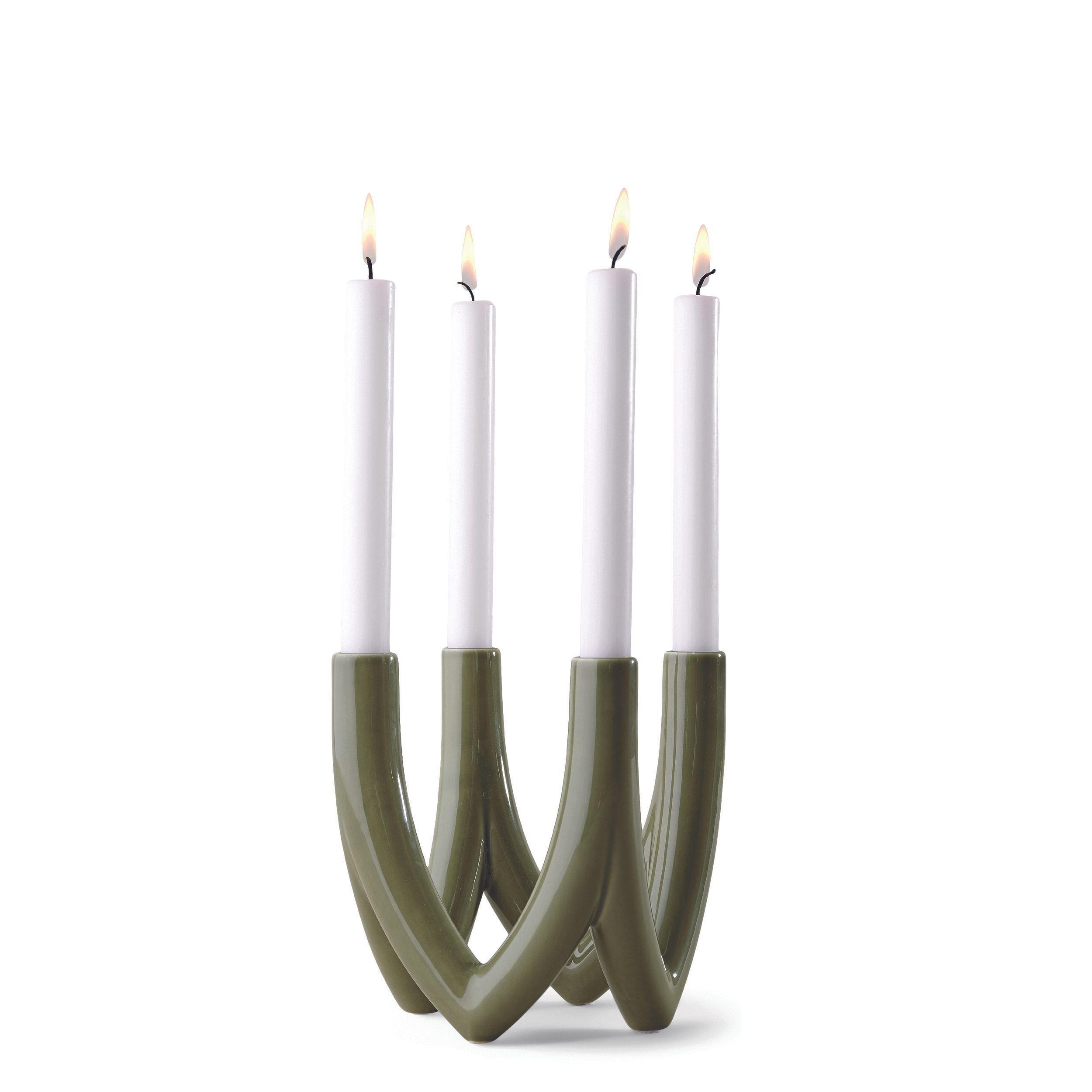 Ro Collection Kattokruunu kynttilänjalka 4 käsivarsilla, oliivivihreä