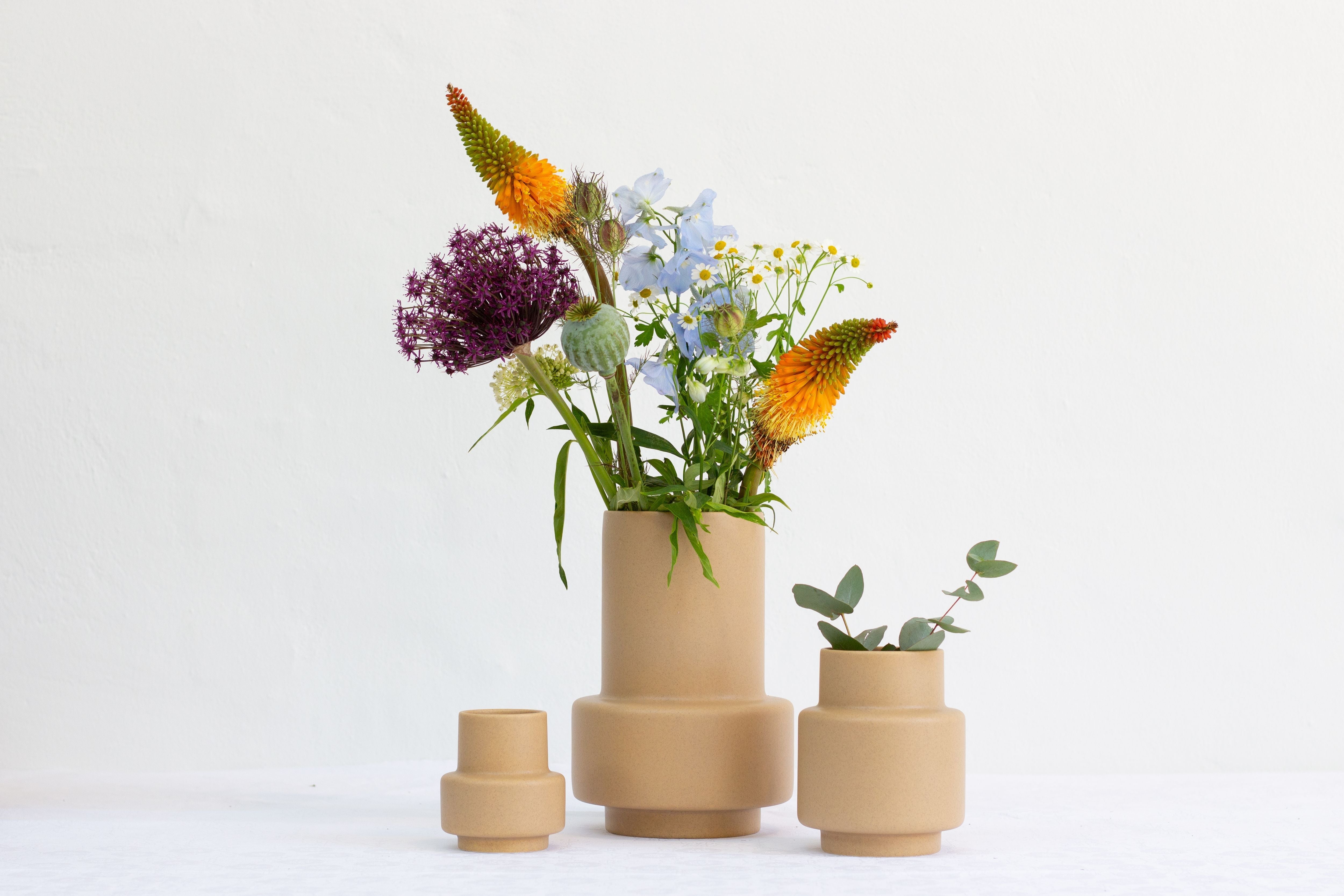 Ro samling orkan keramisk vase liten, myk oker