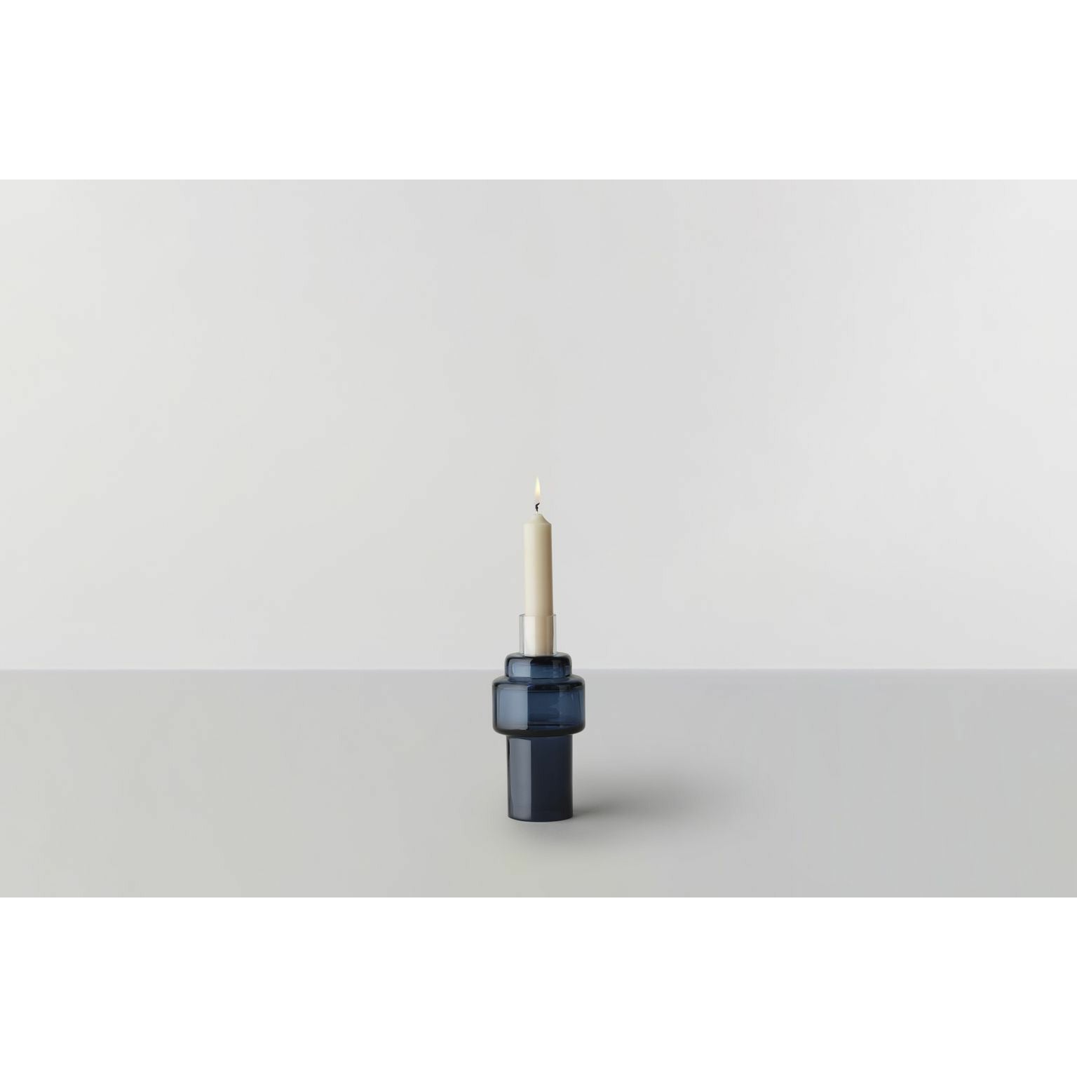 Ro Collection N ° 55 Glass Candlestick, Blue Indigo