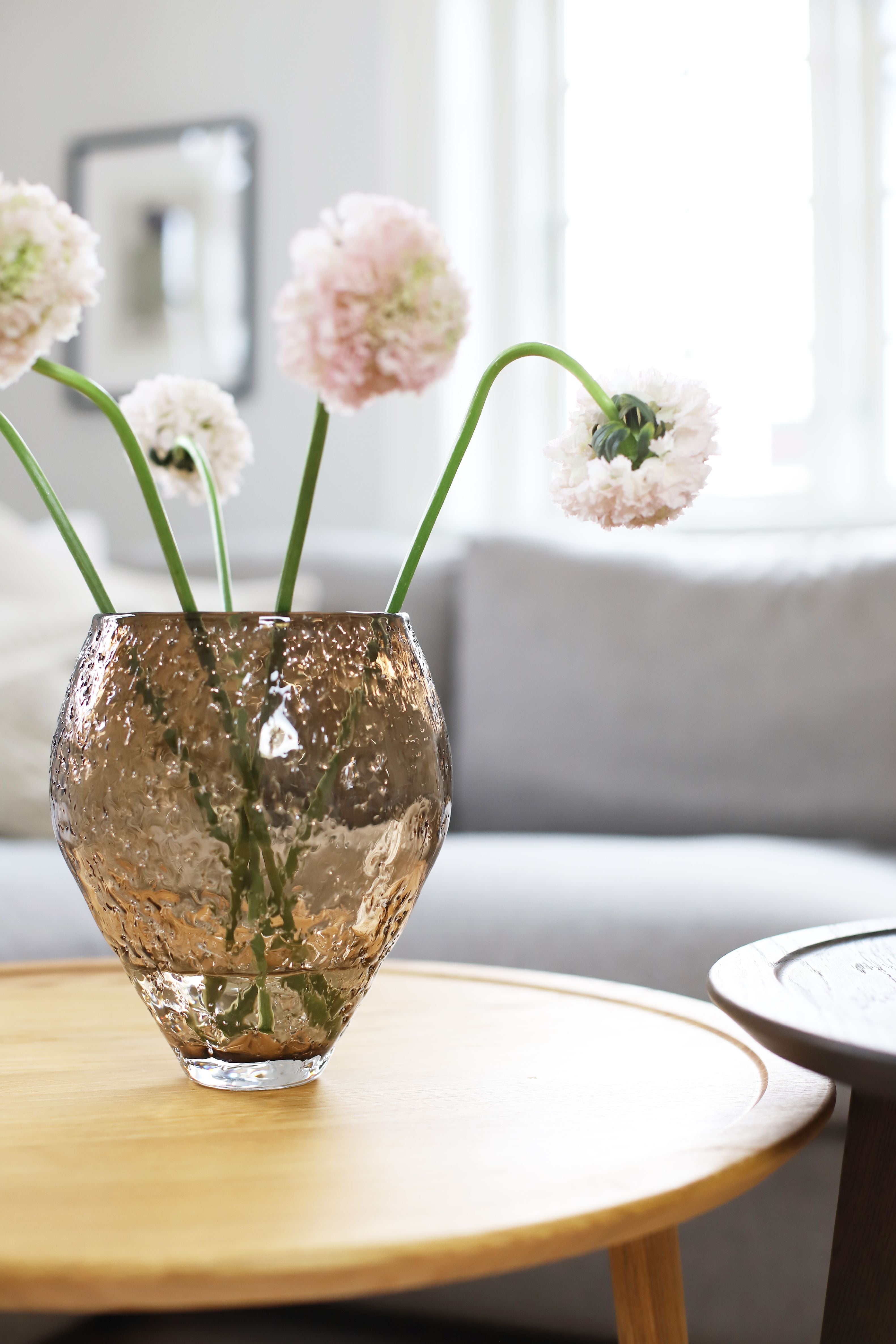 Ro Collection Vase en verre écrasé, moyen, sépia brun