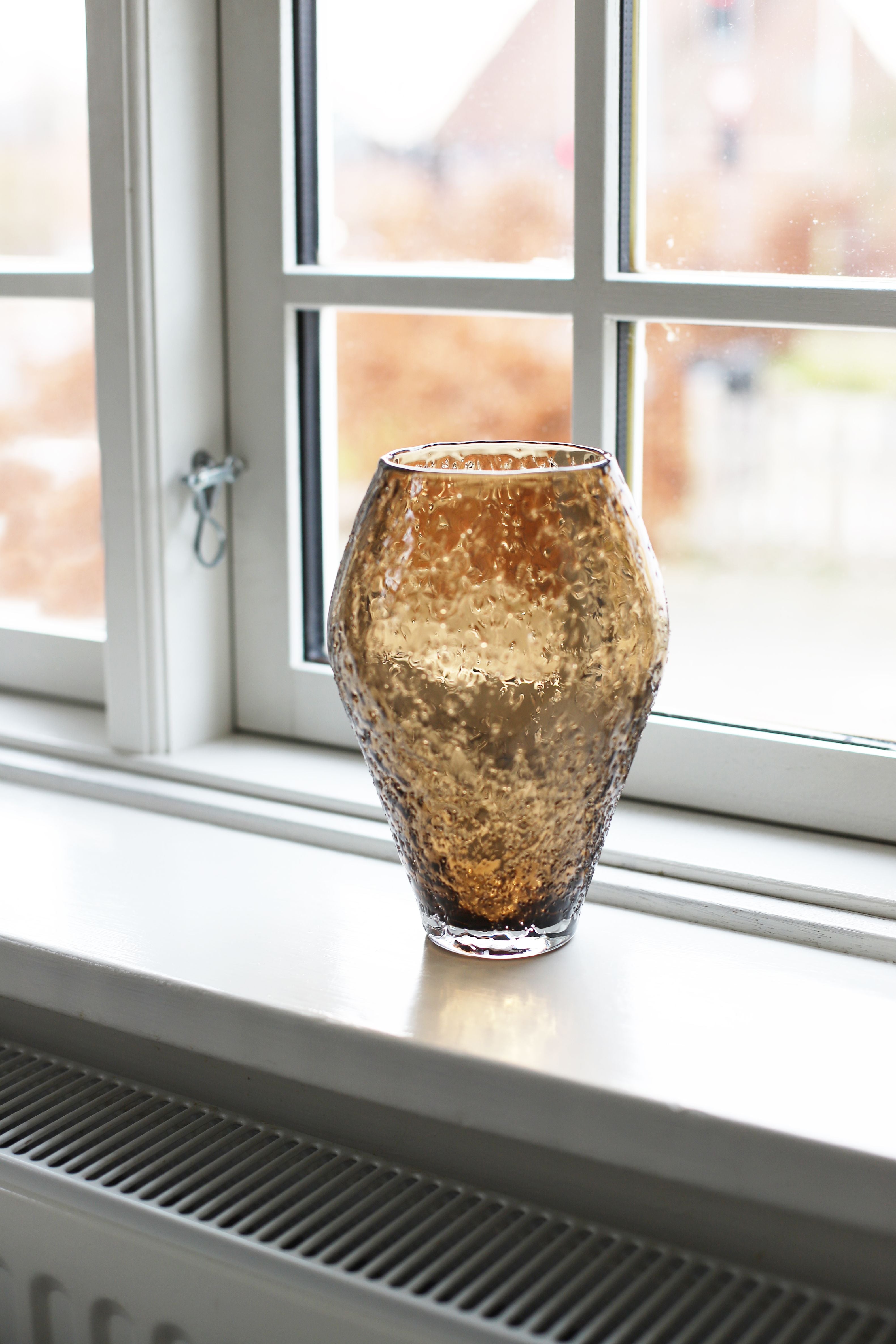 Ro Collection Vase en verre écrasé, petit, sépia brun