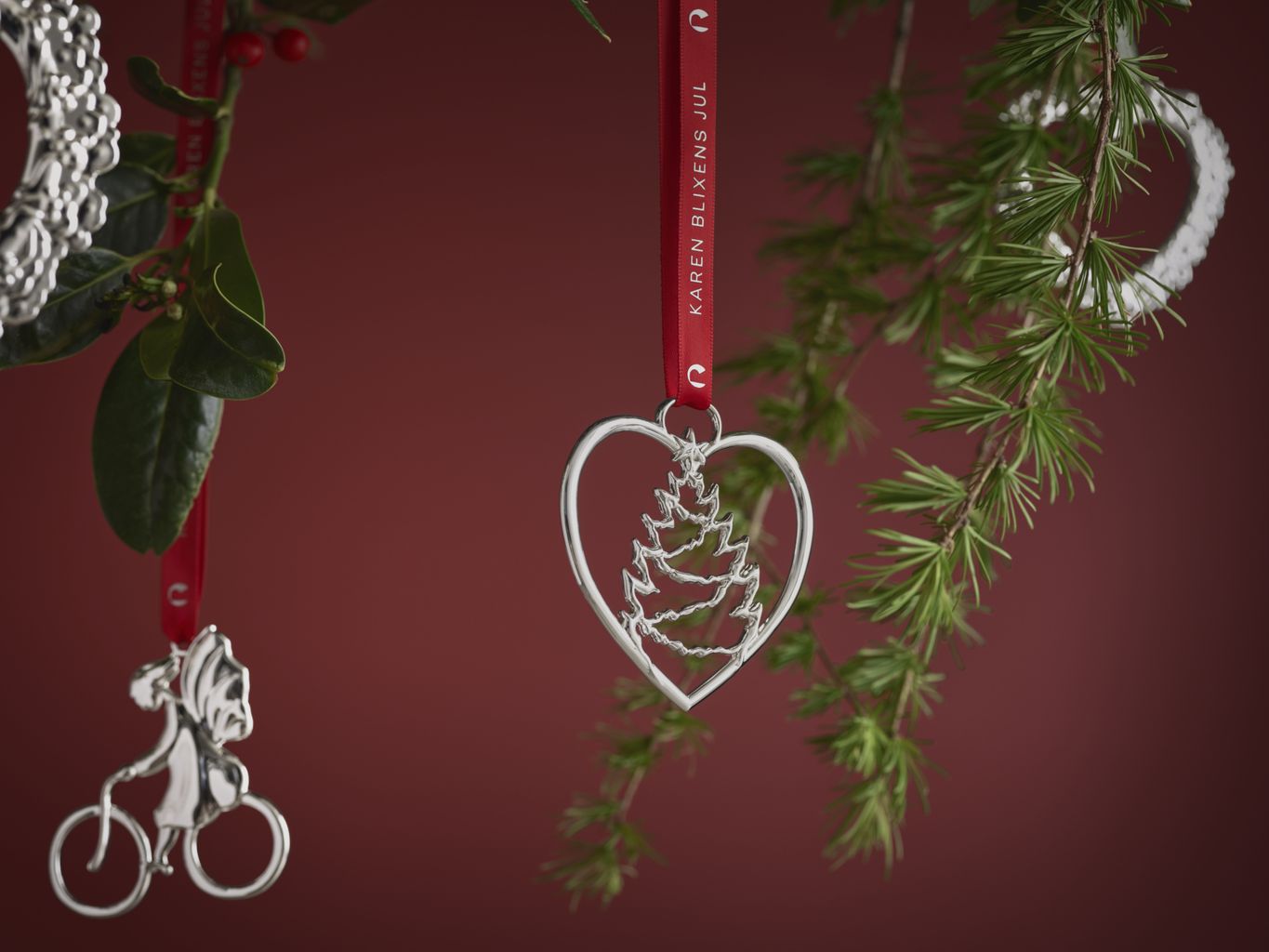 Rosendahl Karen Blixen心脏圣诞树H7.5厘米，镀银