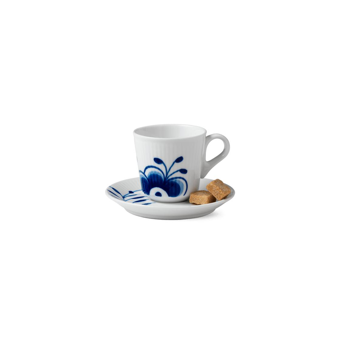 Royal Copenhagen Blue Riflet Mega Espresso Cup W. Saucer, 9CL