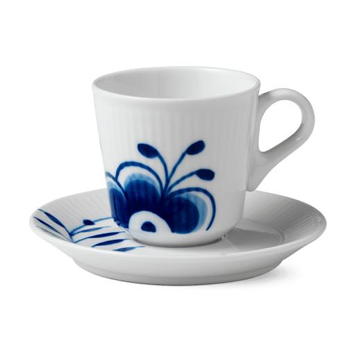 皇家哥本哈根蓝色凹槽巨型咖啡杯W.碟，9CL