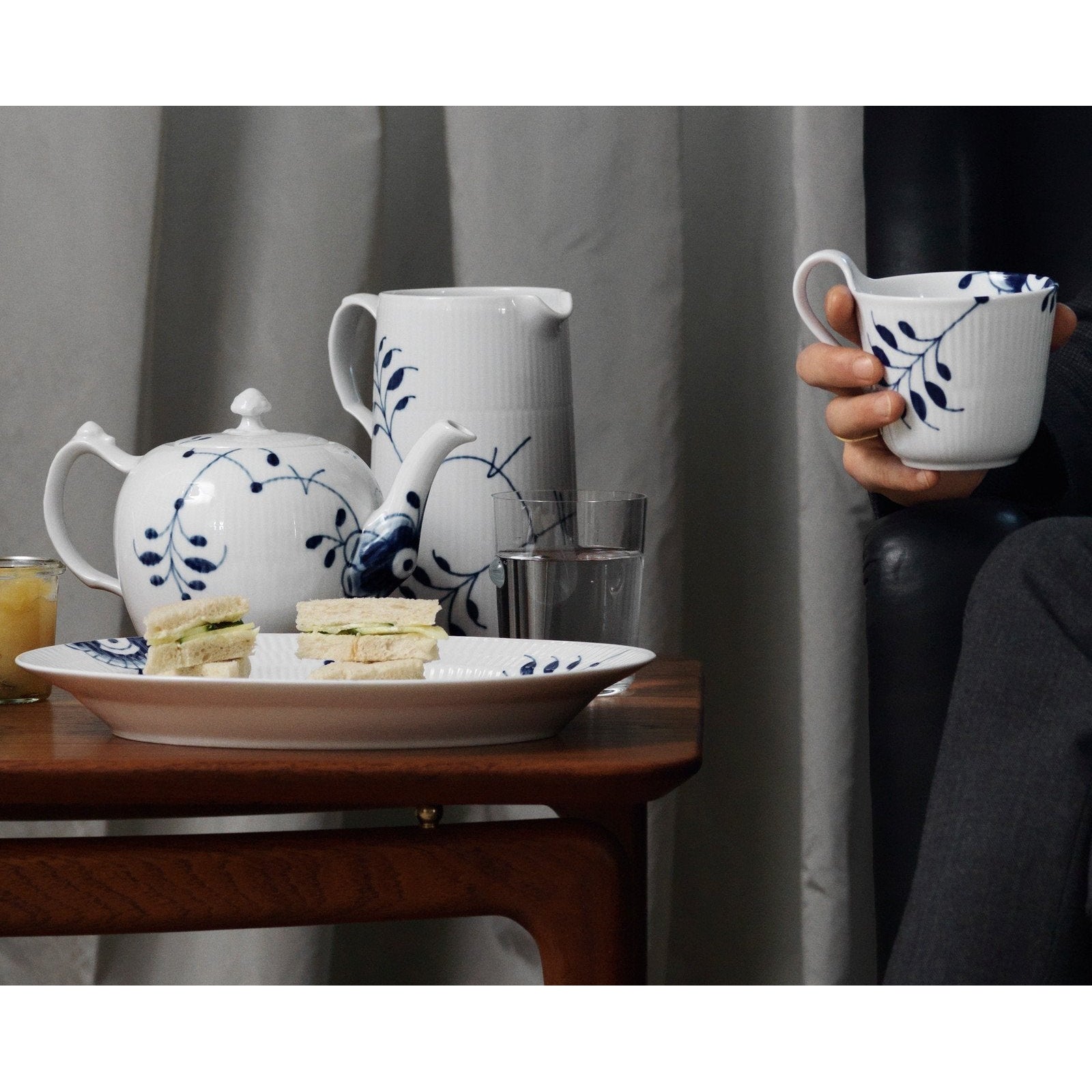 皇家哥本哈根蓝色凹槽大茶壶，100 cl