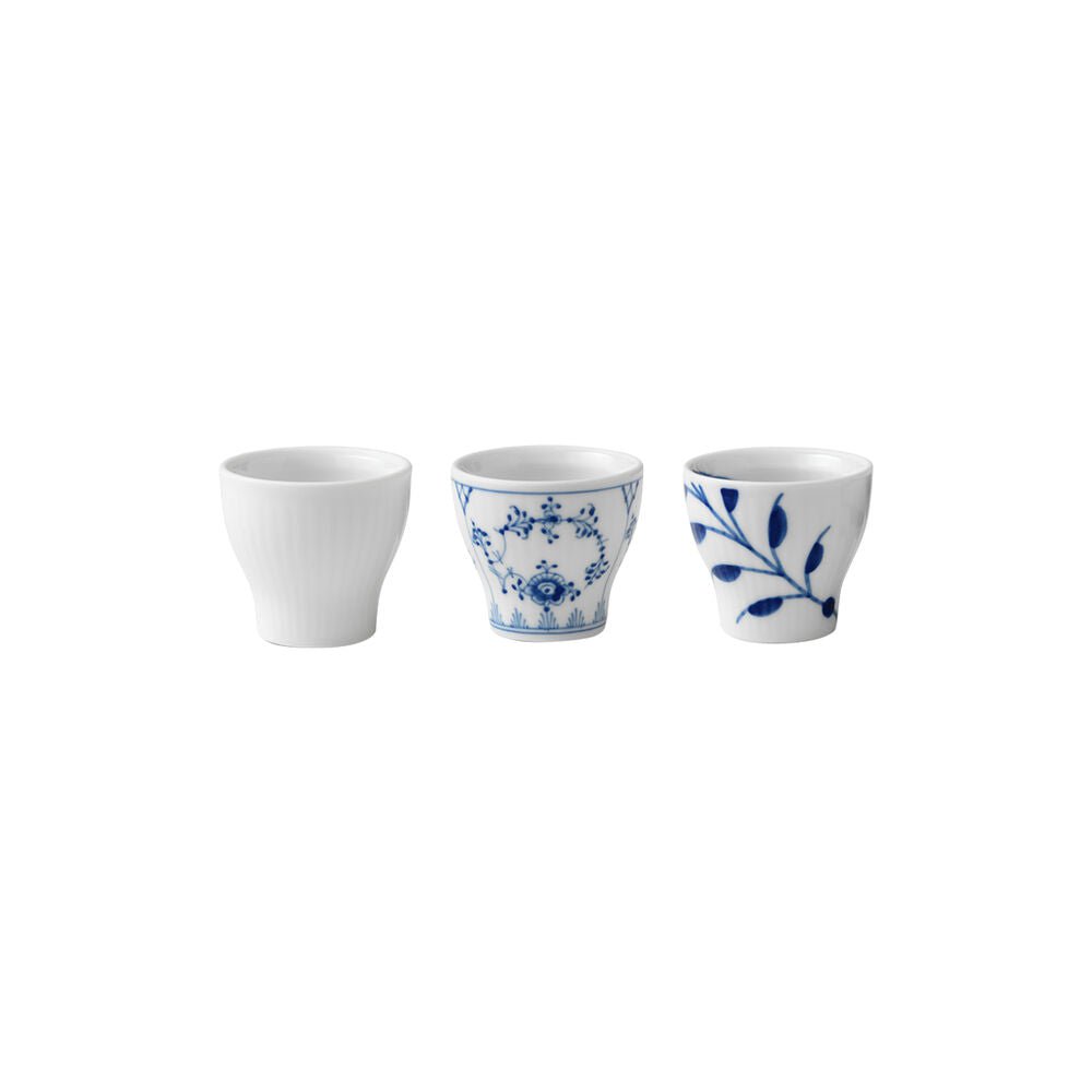 Royal Copenhagen Blue Flutsed Plain Egg Cup Set, 3 stykker