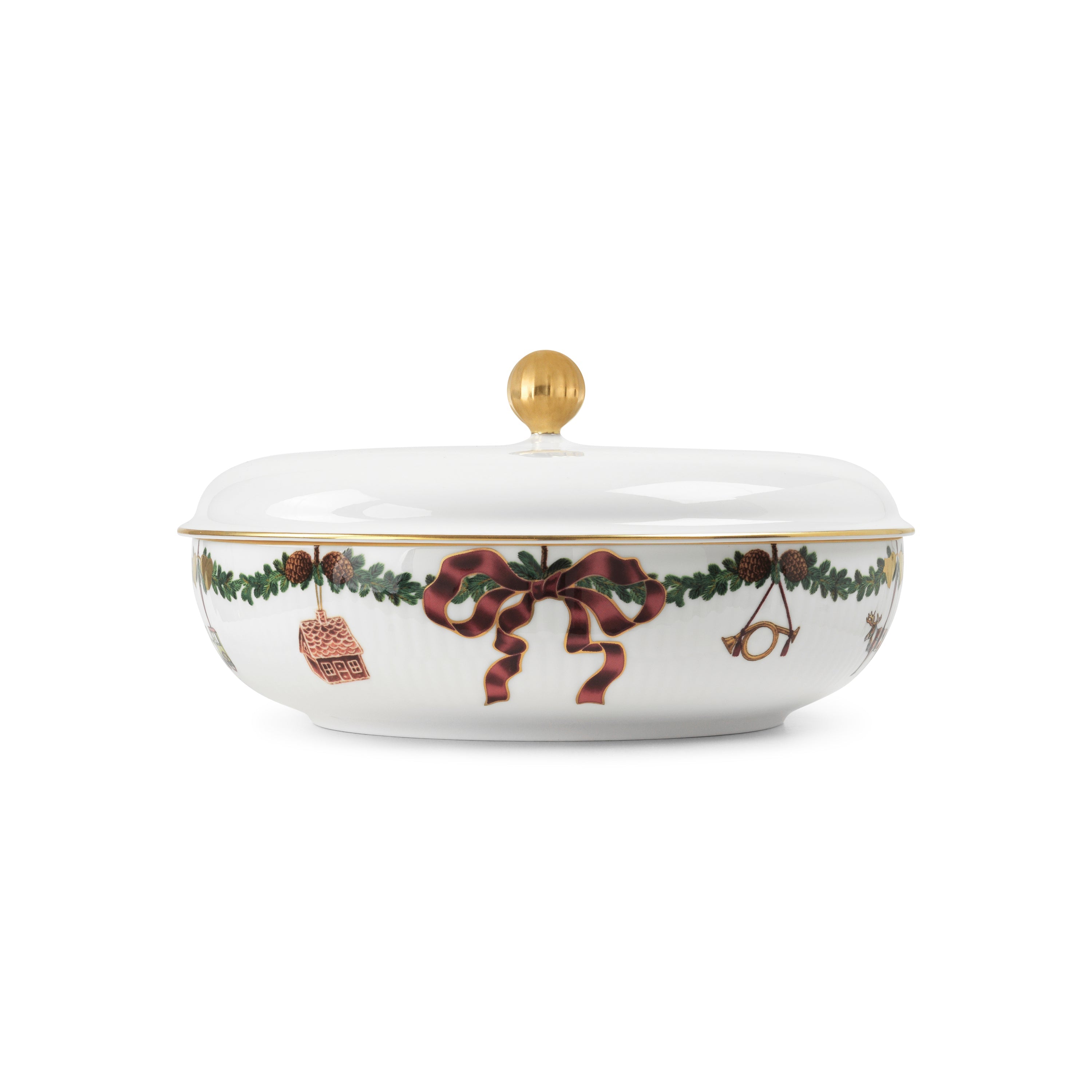 Royal Copenhagen Star Fluted Christmas Serving Bowl With Lid, 21 Cm