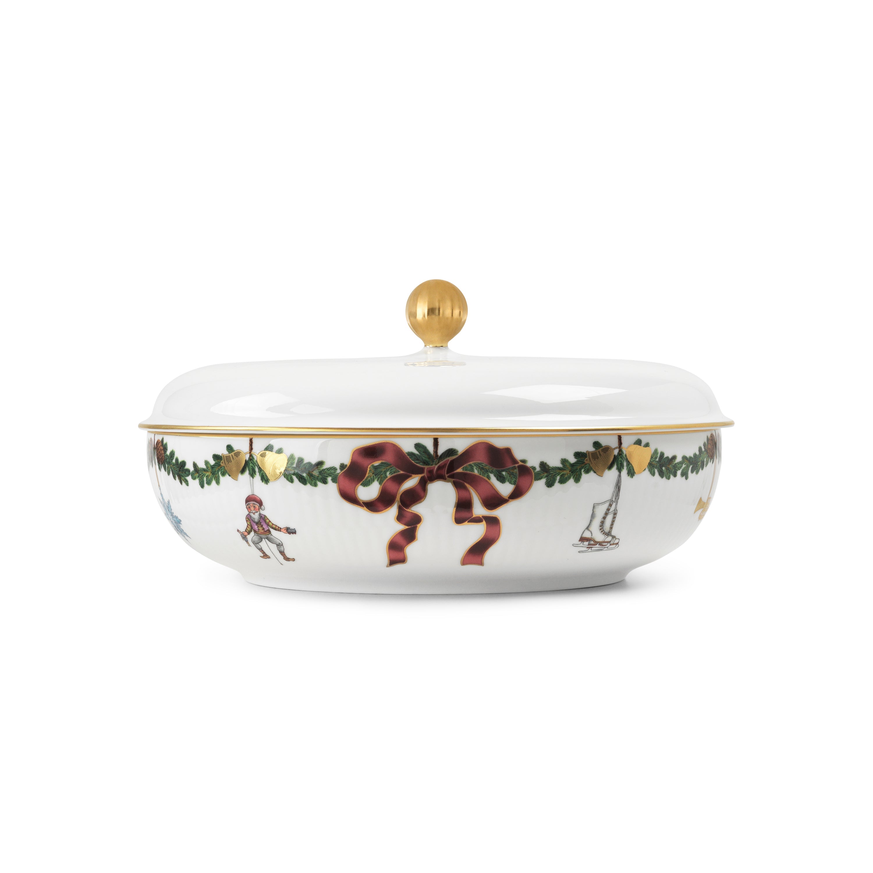 Royal Copenhagen Star Fluted Christmas Serving Bowl With Lid, 21 Cm