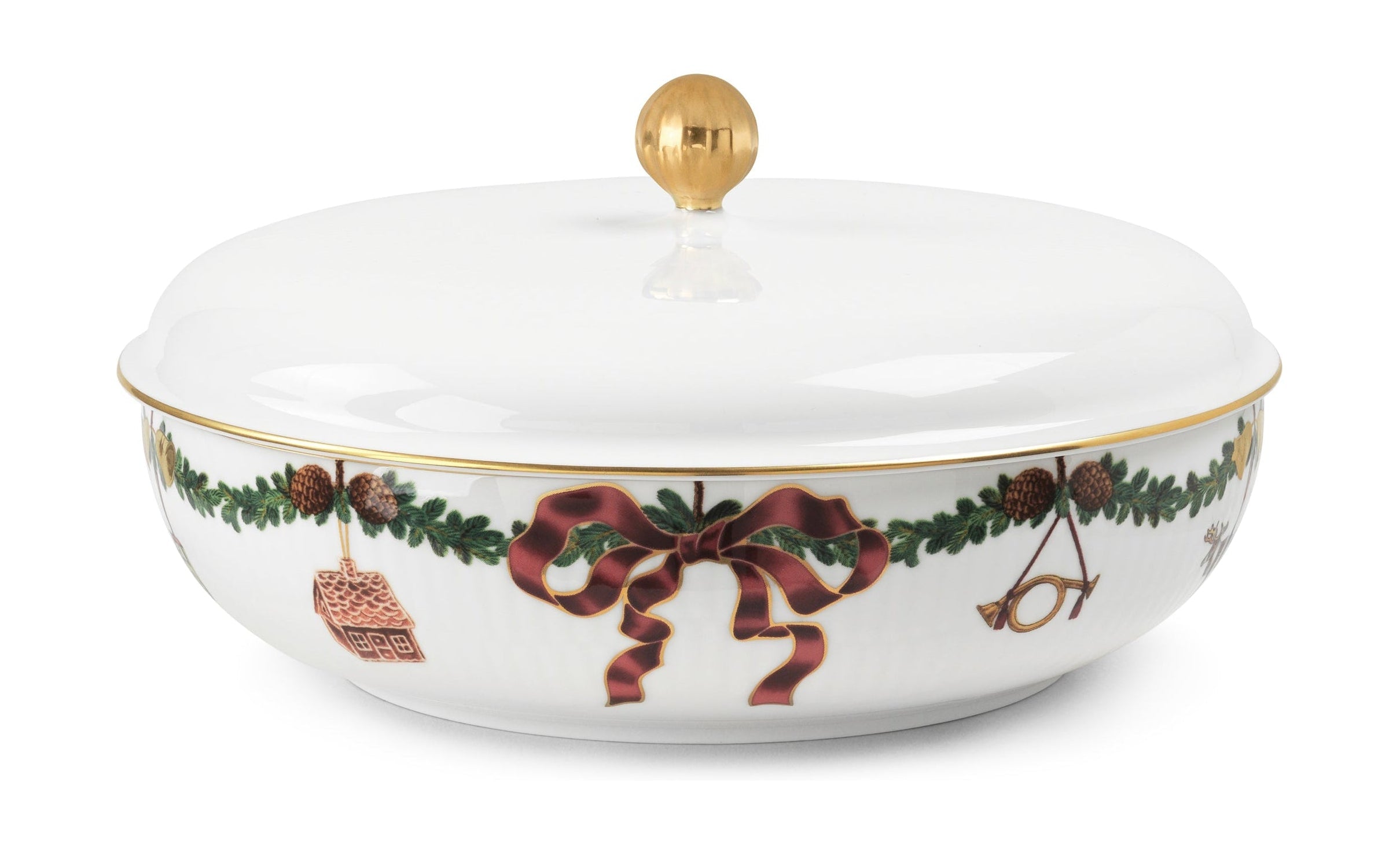 Royal Copenhagen Star Fluled Christmas Berging Bowl með loki, 21 cm