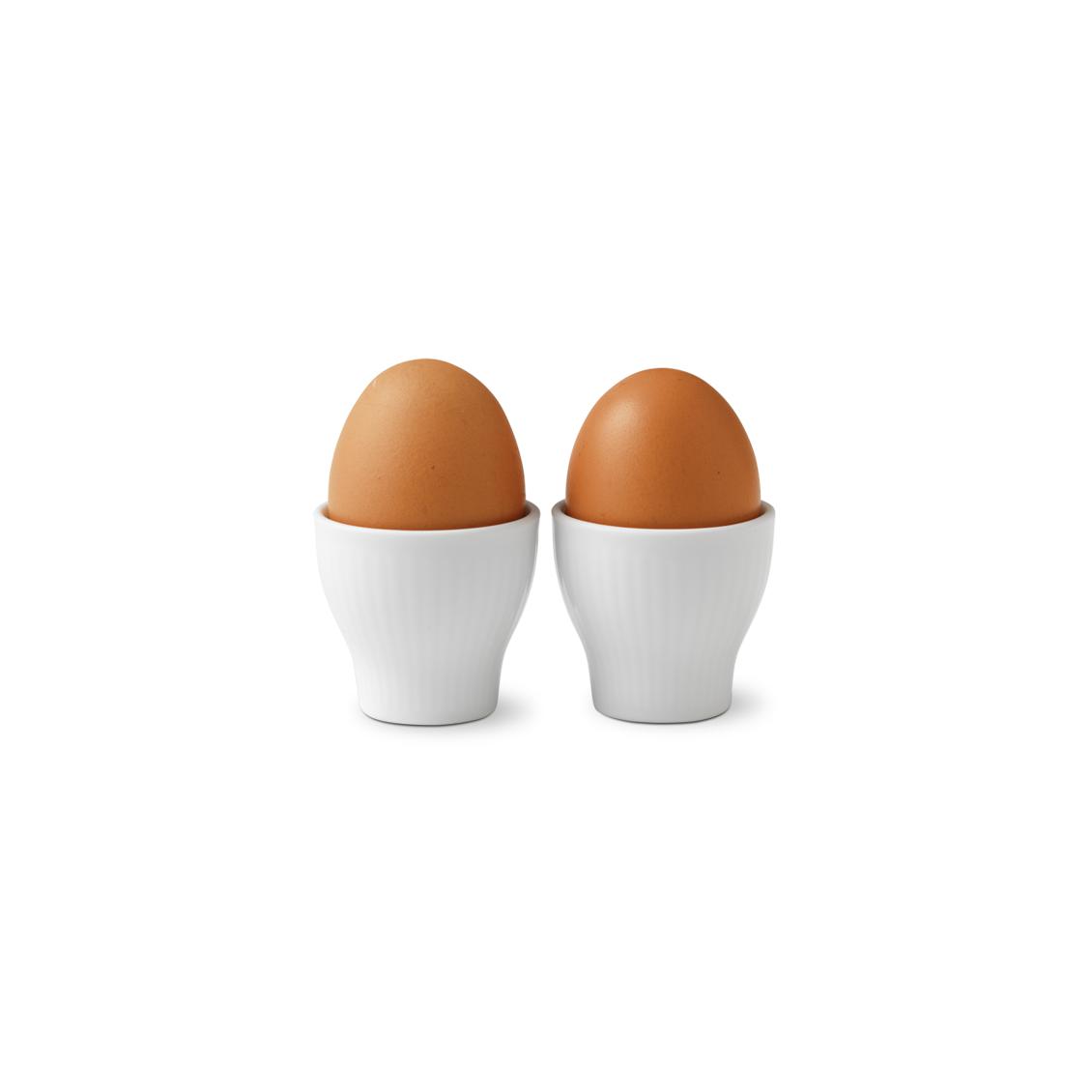 Royal Copenhagen Weißer Eierbecher mit weißer geriffelter Eier, 2pcs