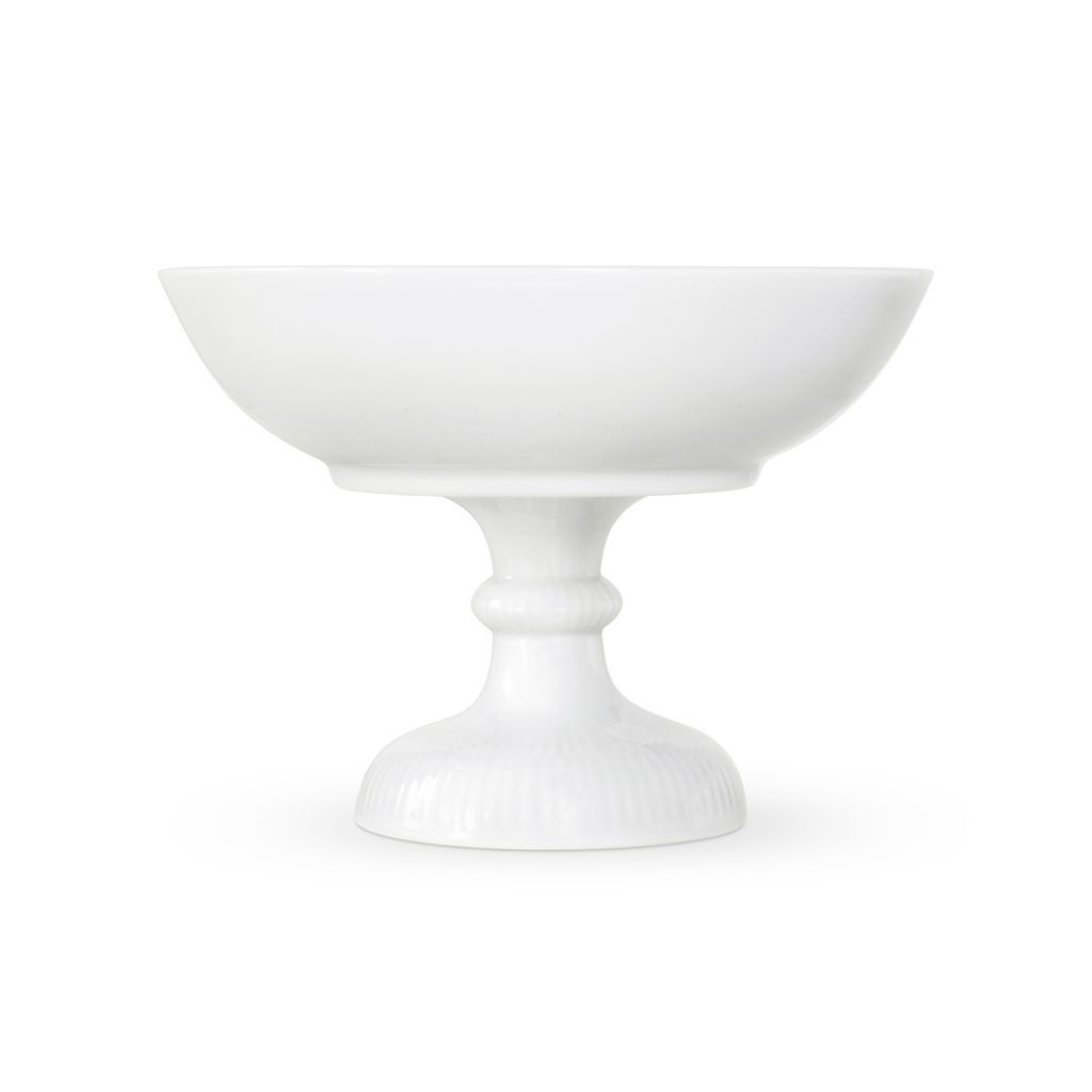 皇家哥本哈根白色凹槽碗在高脚80 cl，15厘米