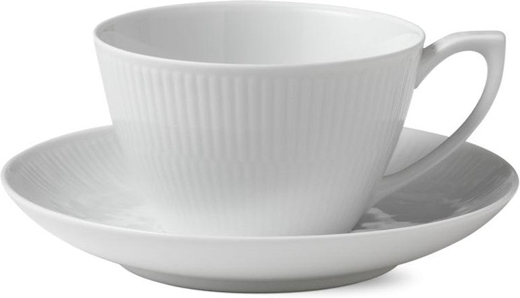 Royal Copenhagen White Fluted Cup W. Saucer, 28cl