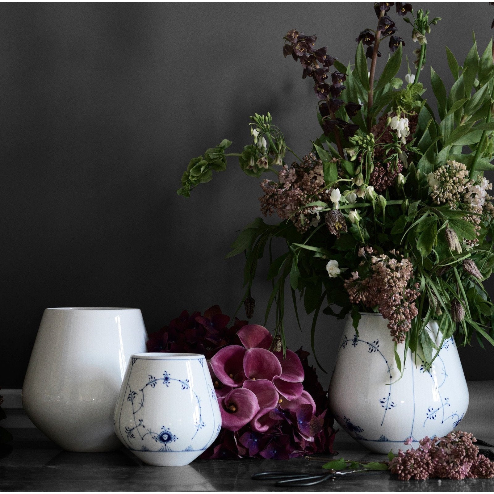 皇家哥本哈根白凹槽花瓶，20,5cm