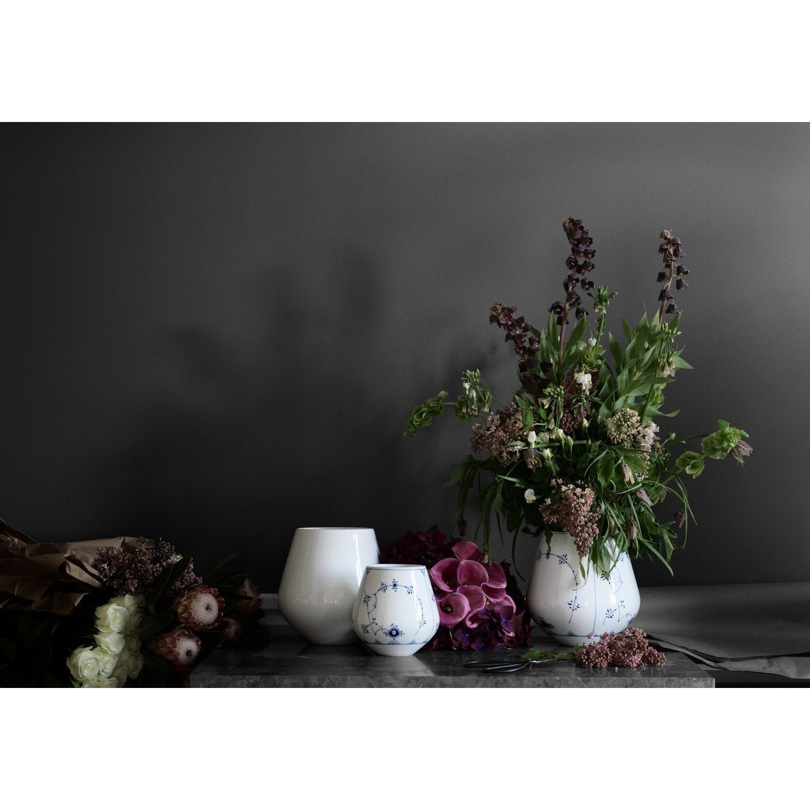 皇家哥本哈根白凹槽花瓶，20,5cm
