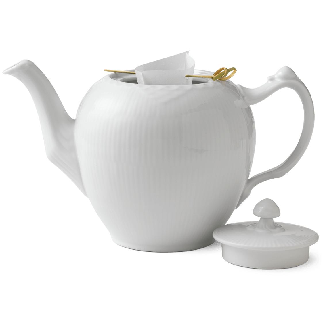 Royal Copenhagen Hvid riflet halvt blonder teapot, 100cl