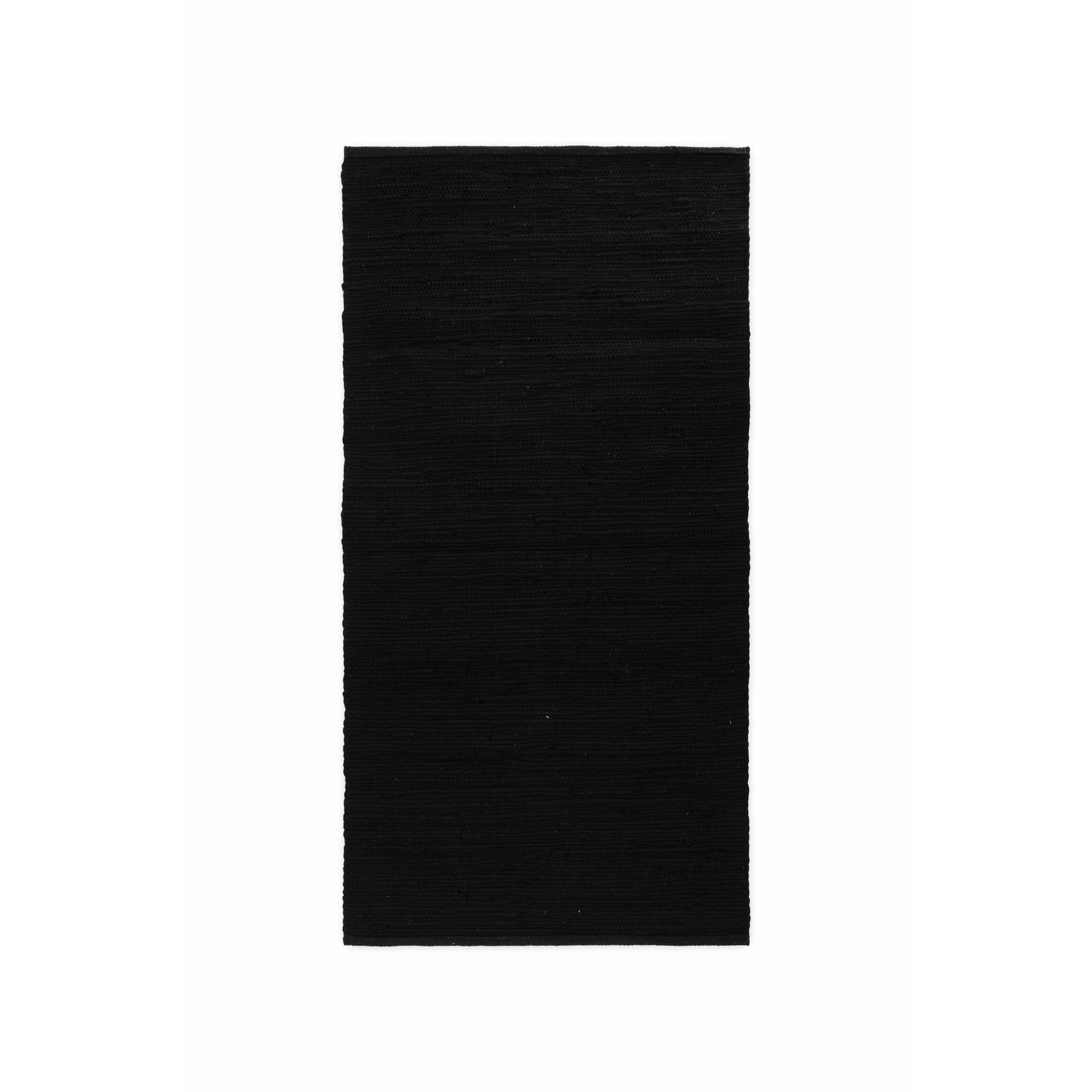 Teppi solid bómullar teppi svart, 75 x 300 cm