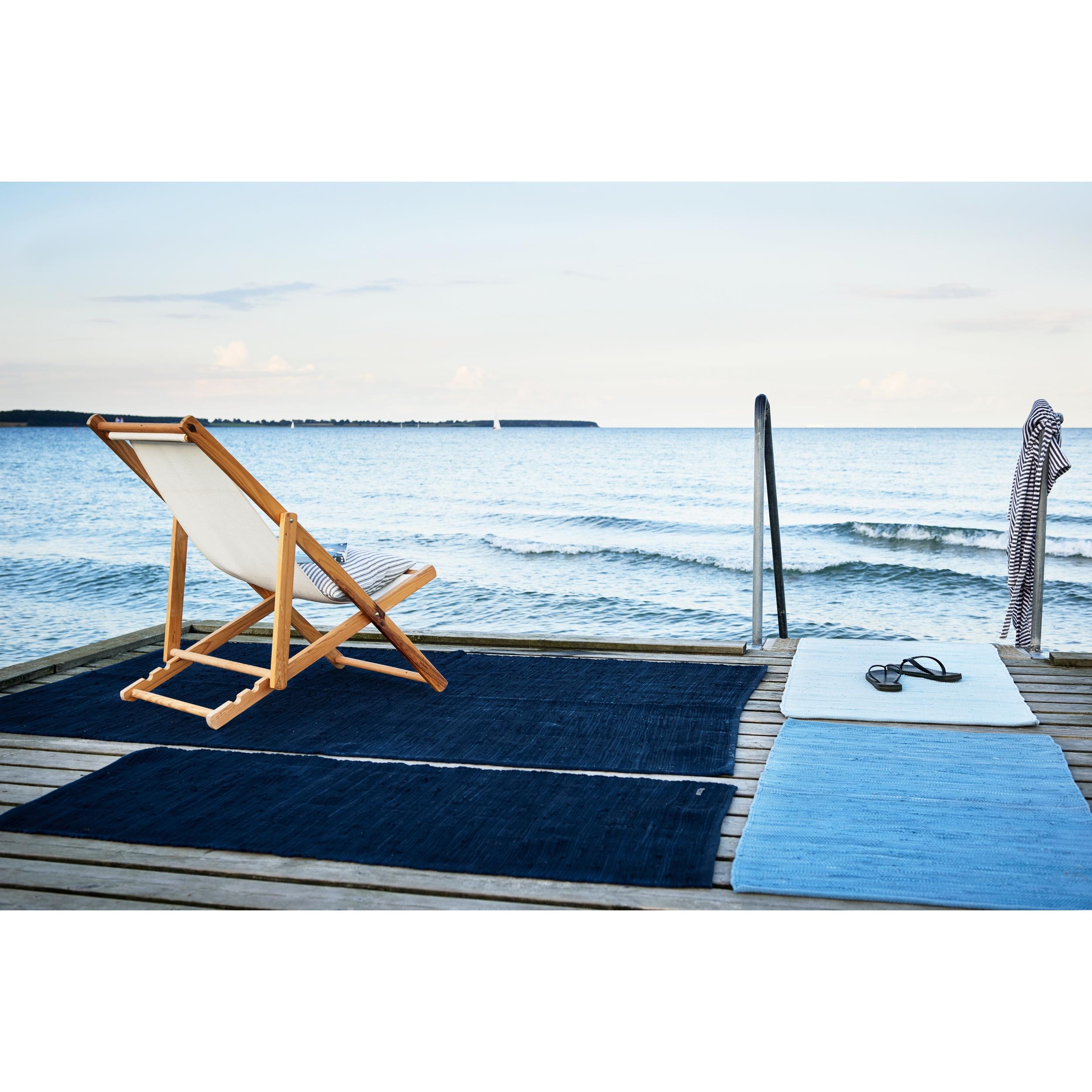 Rug Solid Katoenen tapijt diep oceaanblauw, 75 x 300 cm