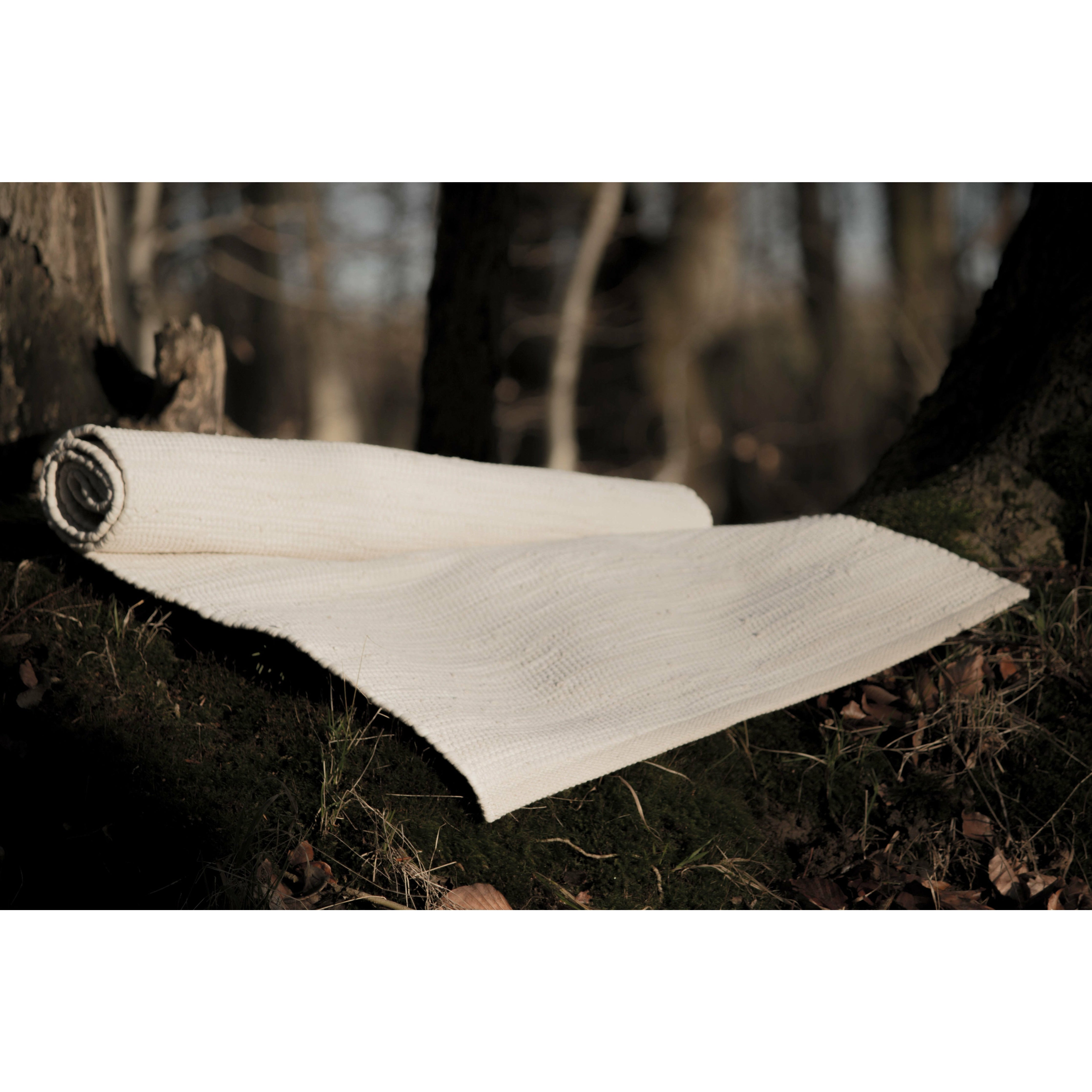 Rug Solid Coton Tapon Desert blanc, 60 x 90 cm