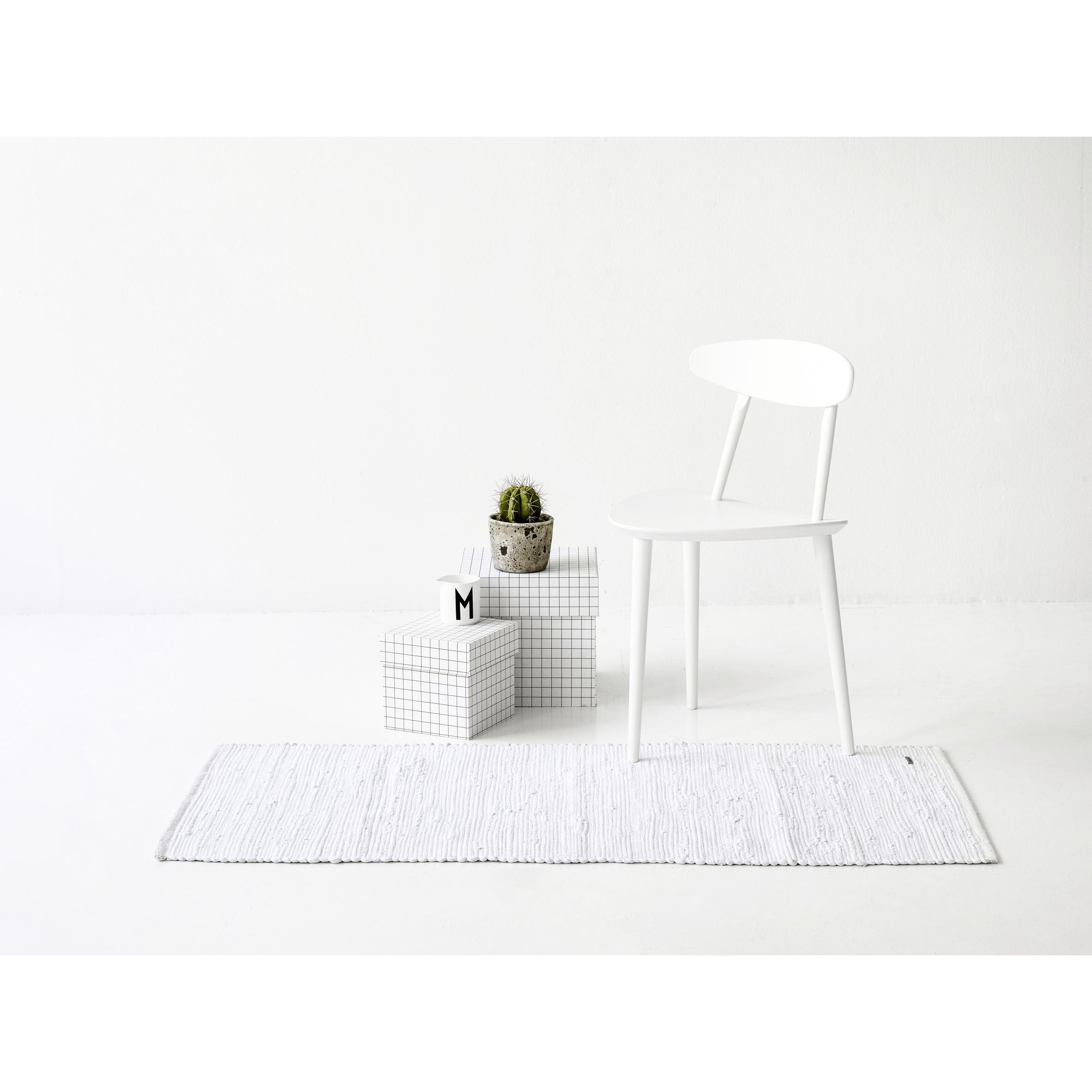 Rug Solid Cotton Rug White, 170 X 240 Cm
