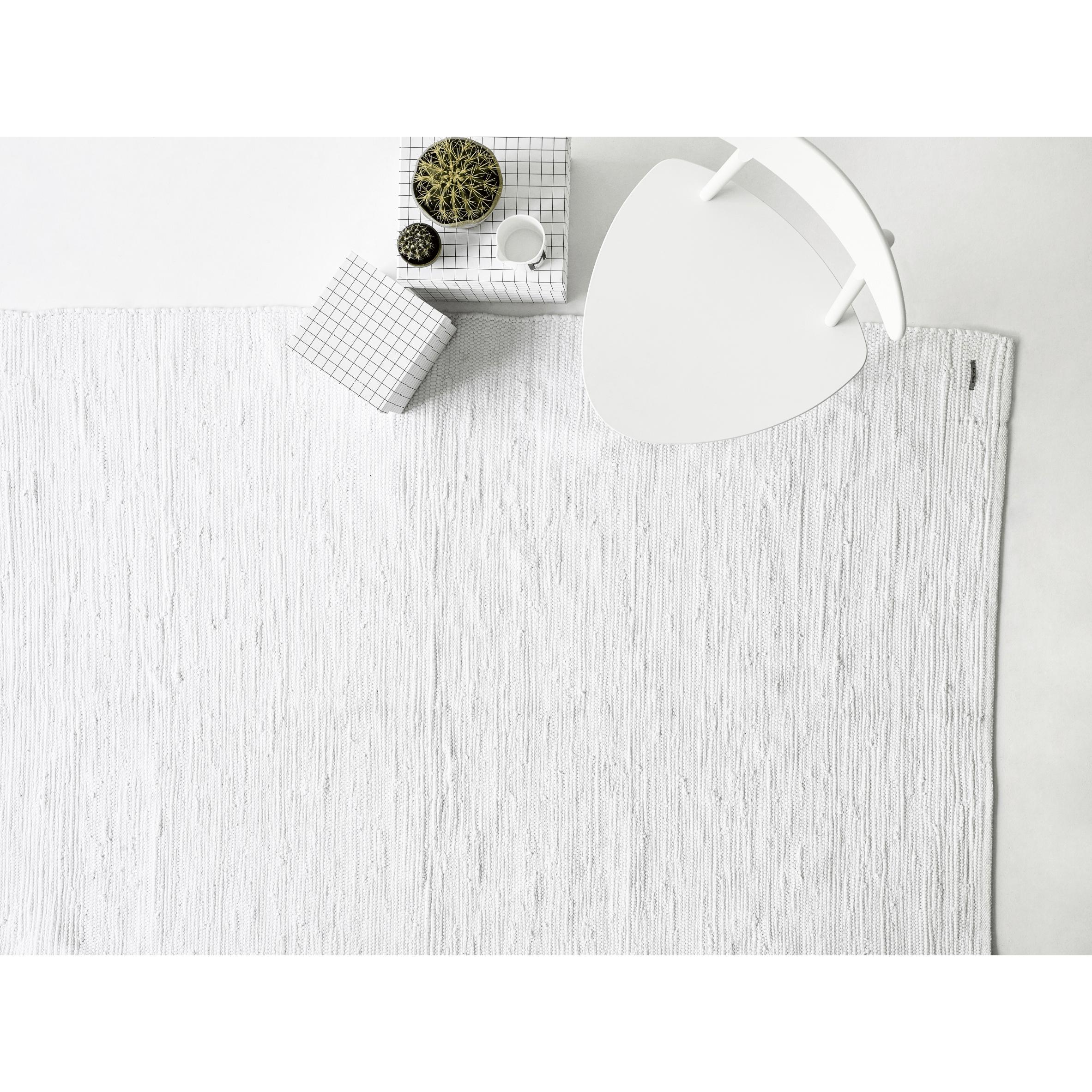 Teppet solid bomulls teppe hvit, 170 x 240 cm