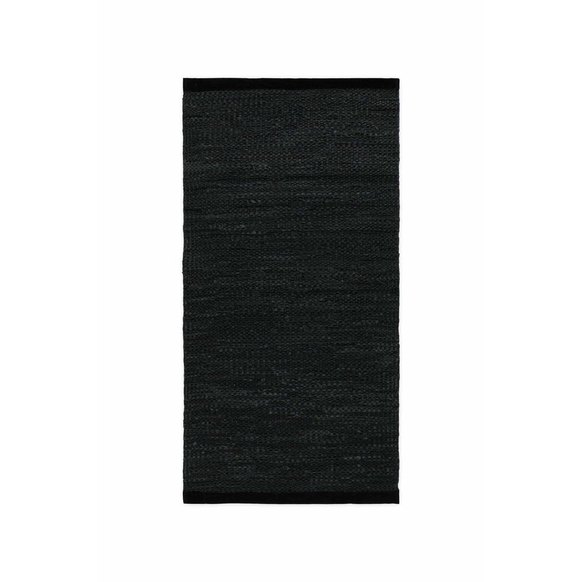 Rug Solid Nahkamato musta, 60 x 90 cm