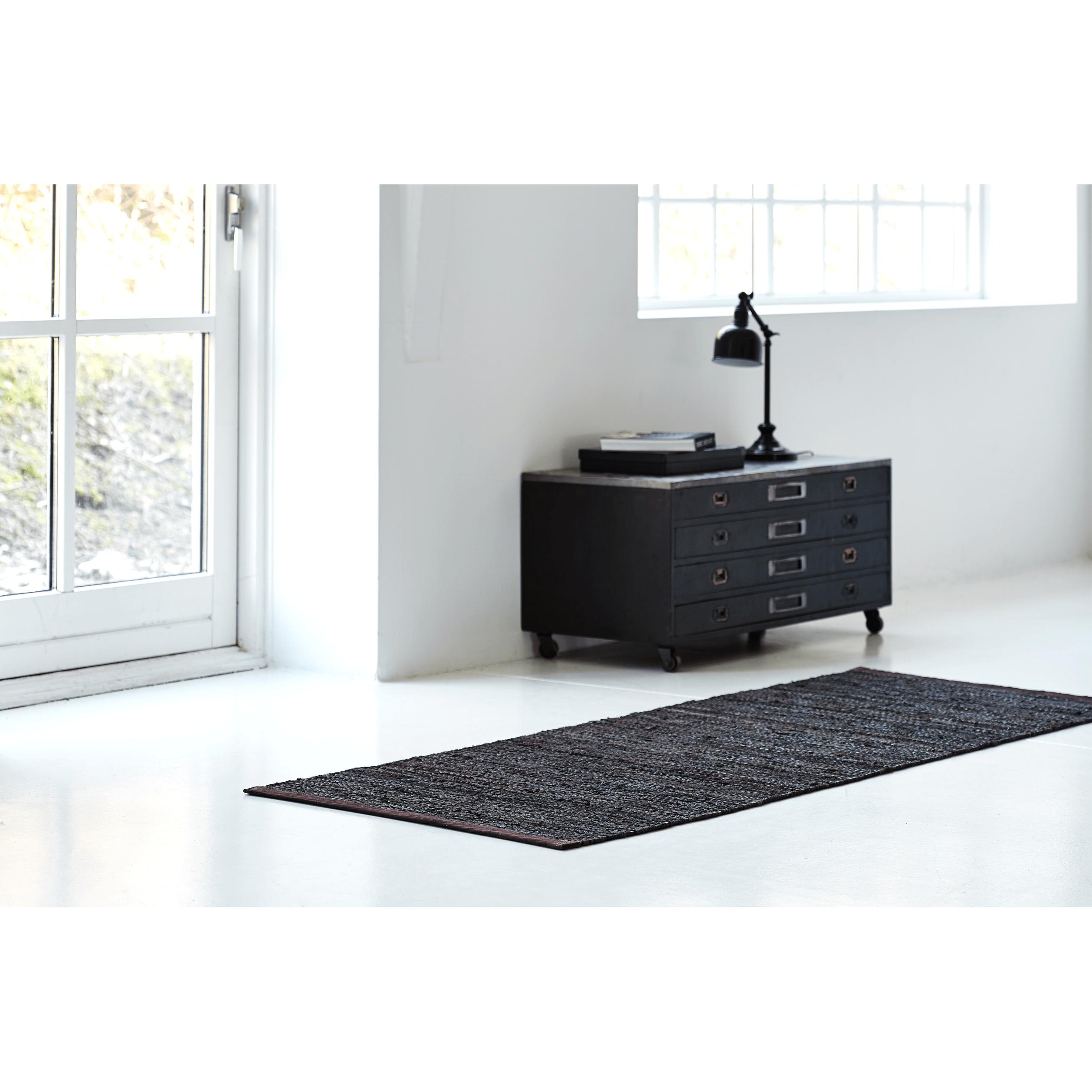 Rug Solid Leer tapijt choco, 75 x 300 cm