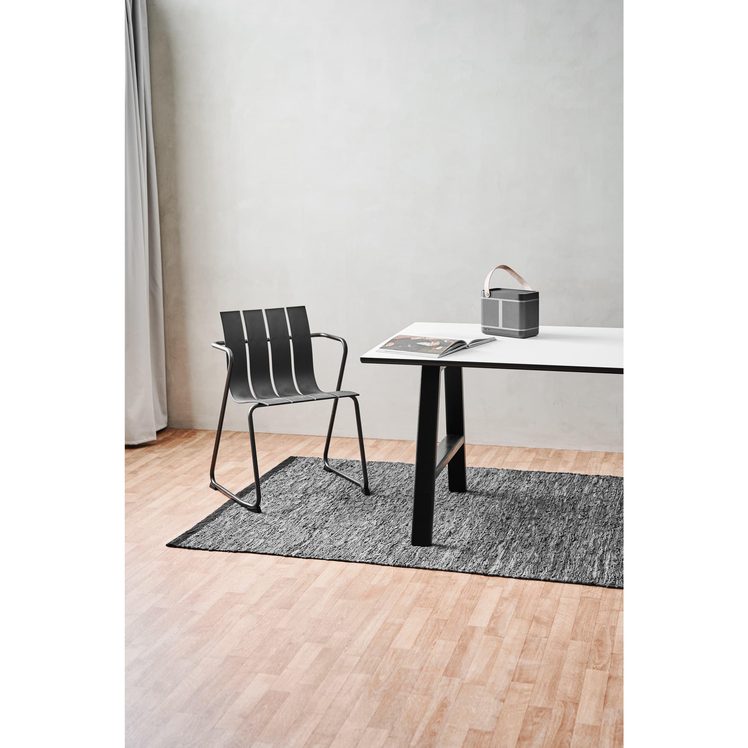 Rug Solid Lædertæppe mørkegrå, 65 x 135 cm