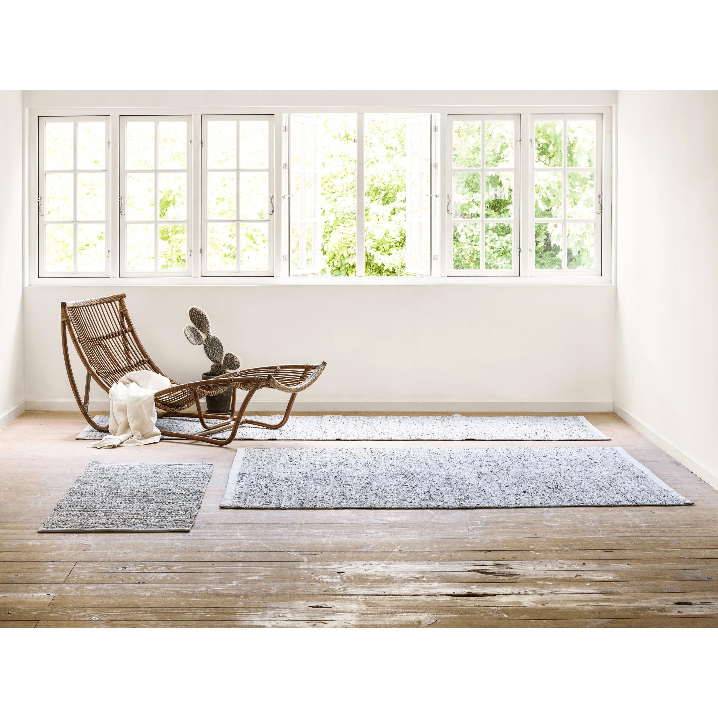 Rug Solid Lederen tapijt kalksteen, 75 x 300 cm
