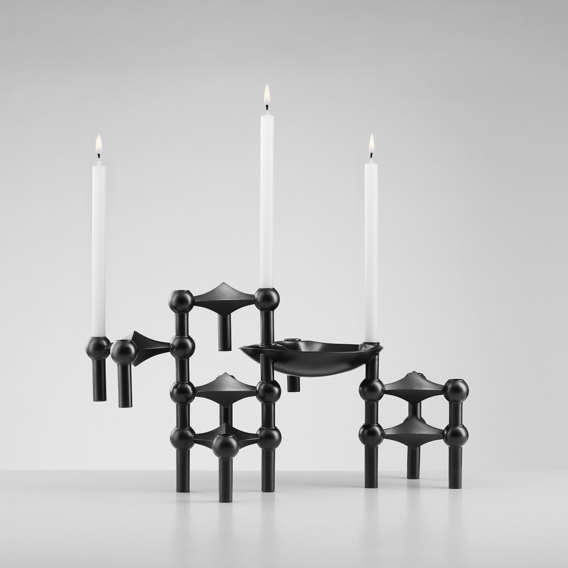 Stoff Nagel Kerzenständer-Set, Schwarz