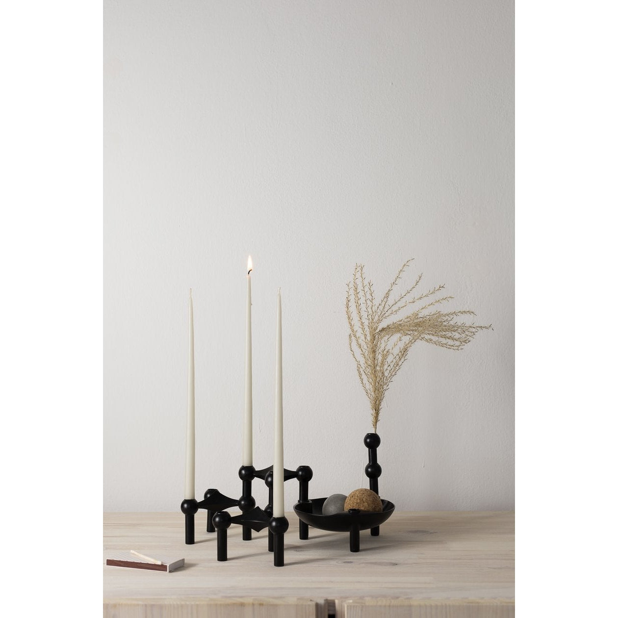 Stoff Nagel Kerzenständer-Set, Schwarz
