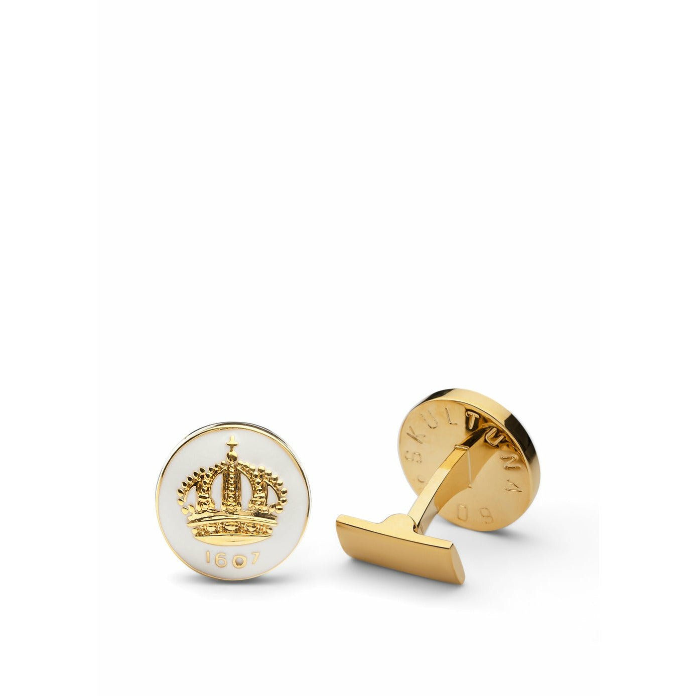 Skultuna Crown Gold Manschettenknopf ø1,7 Cm, Elfenbeinweiß