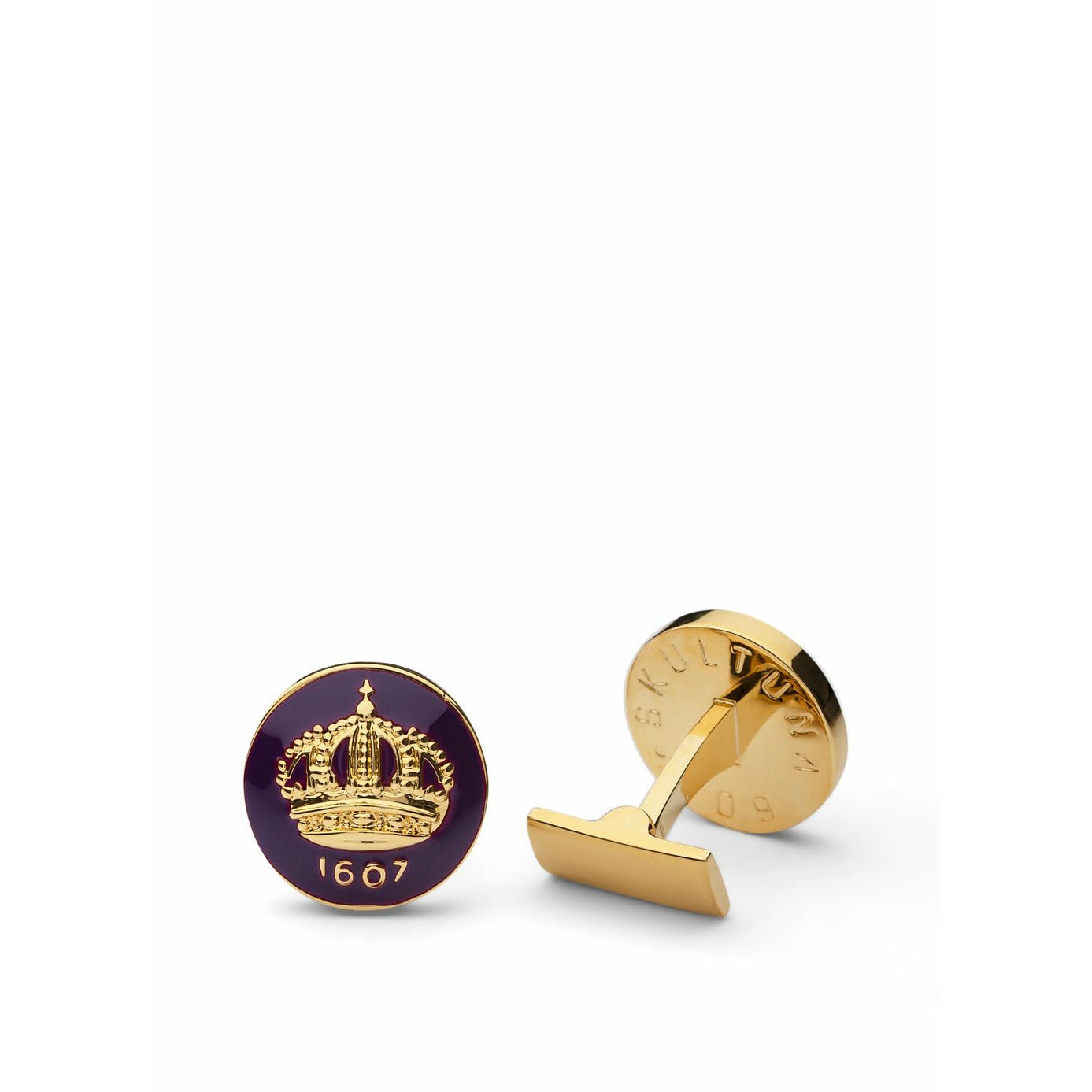 Skultuna Crown Gold Cufflink Ø1,7 cm, Palatin Purple