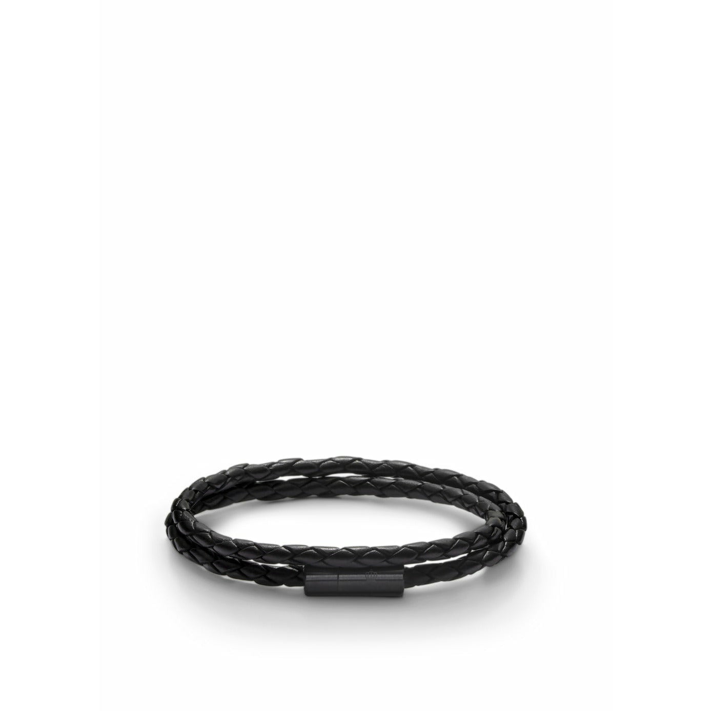 Skultuna Lederen armband 4 mm klein Ø14,5 cm, zwart titanium