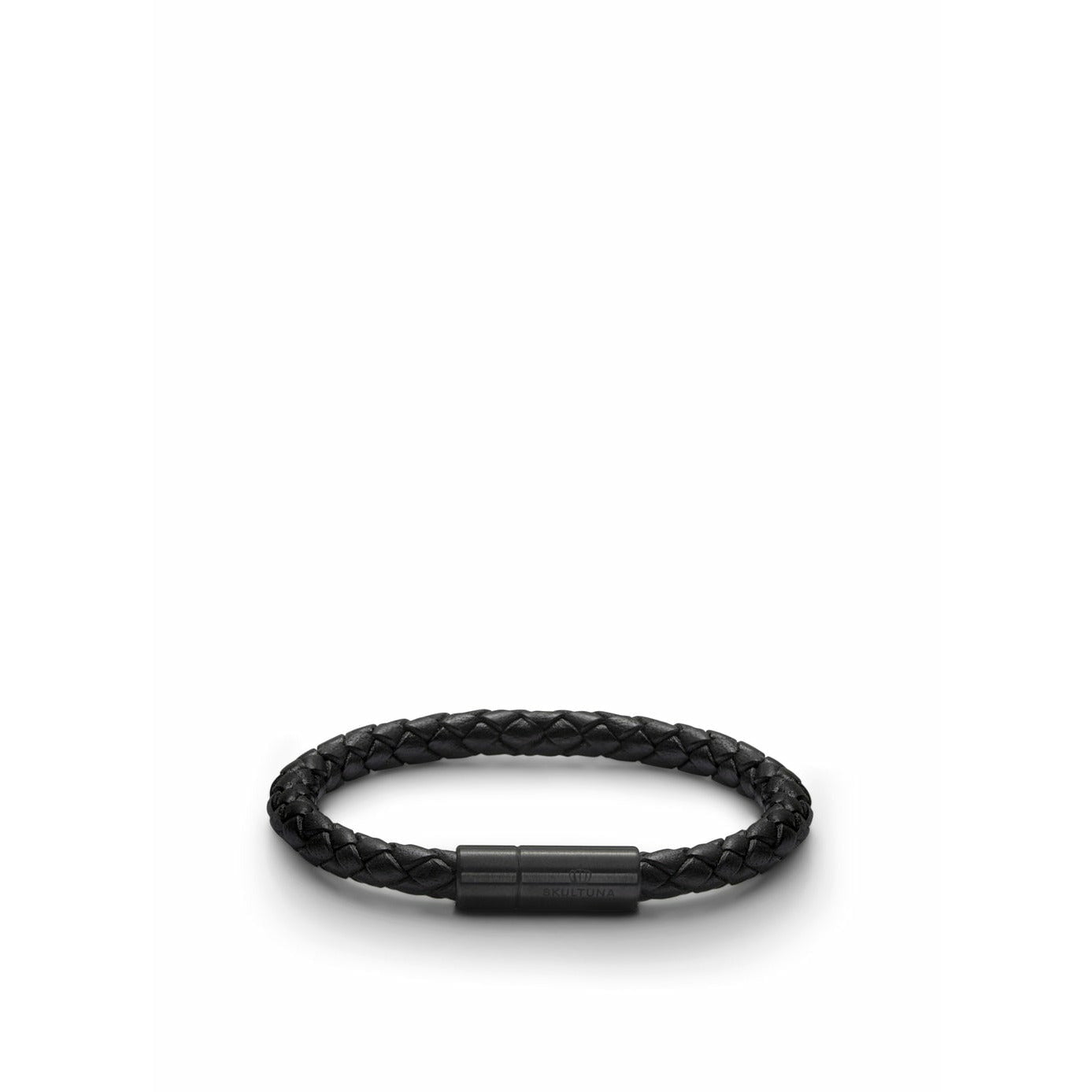 Skultuna Lederen band 6 mm klein Ø14,5 cm, zwart titanium