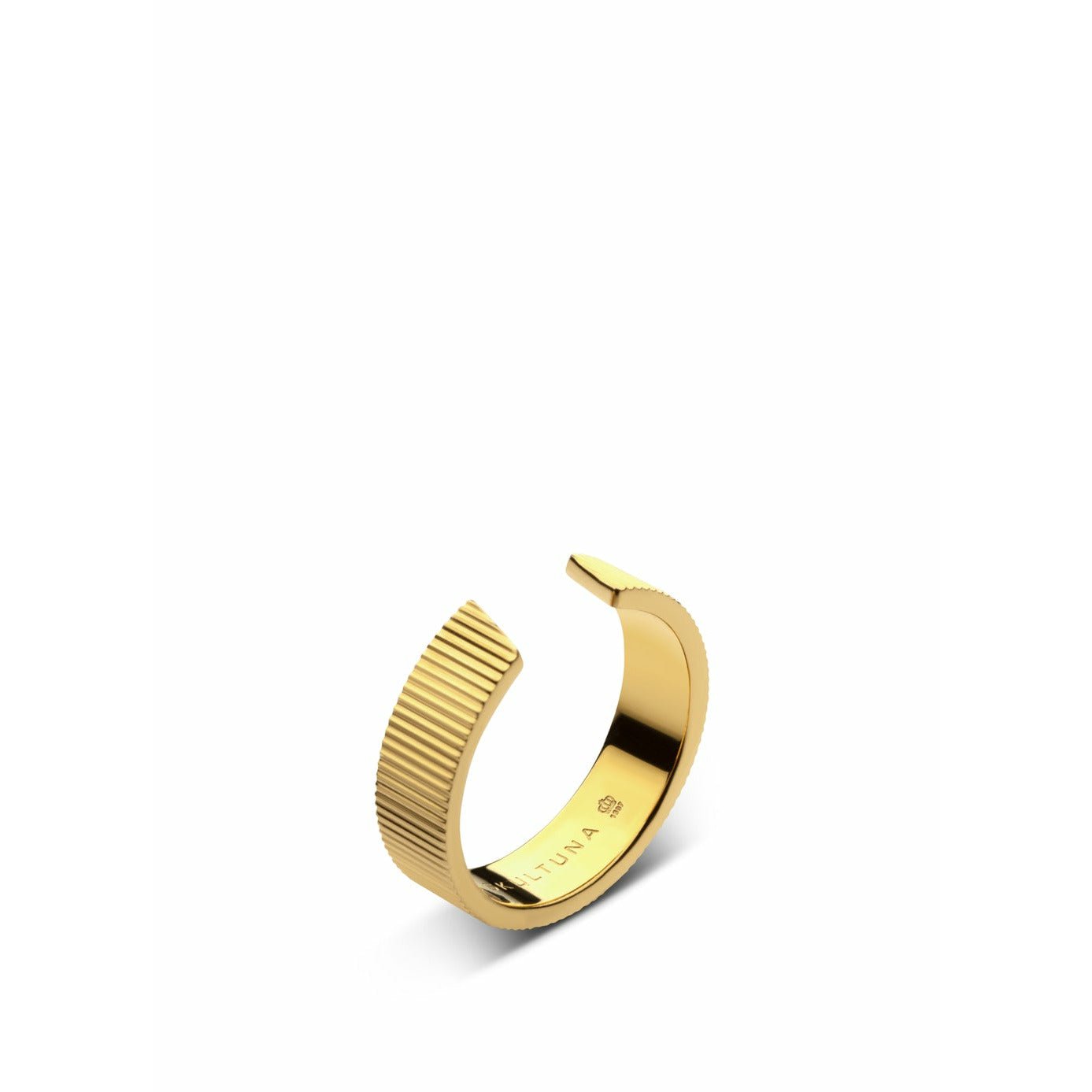 Skultuna Ribbed Ring Wide Small 316 L Steel Gold Disked, Ø1,6 cm