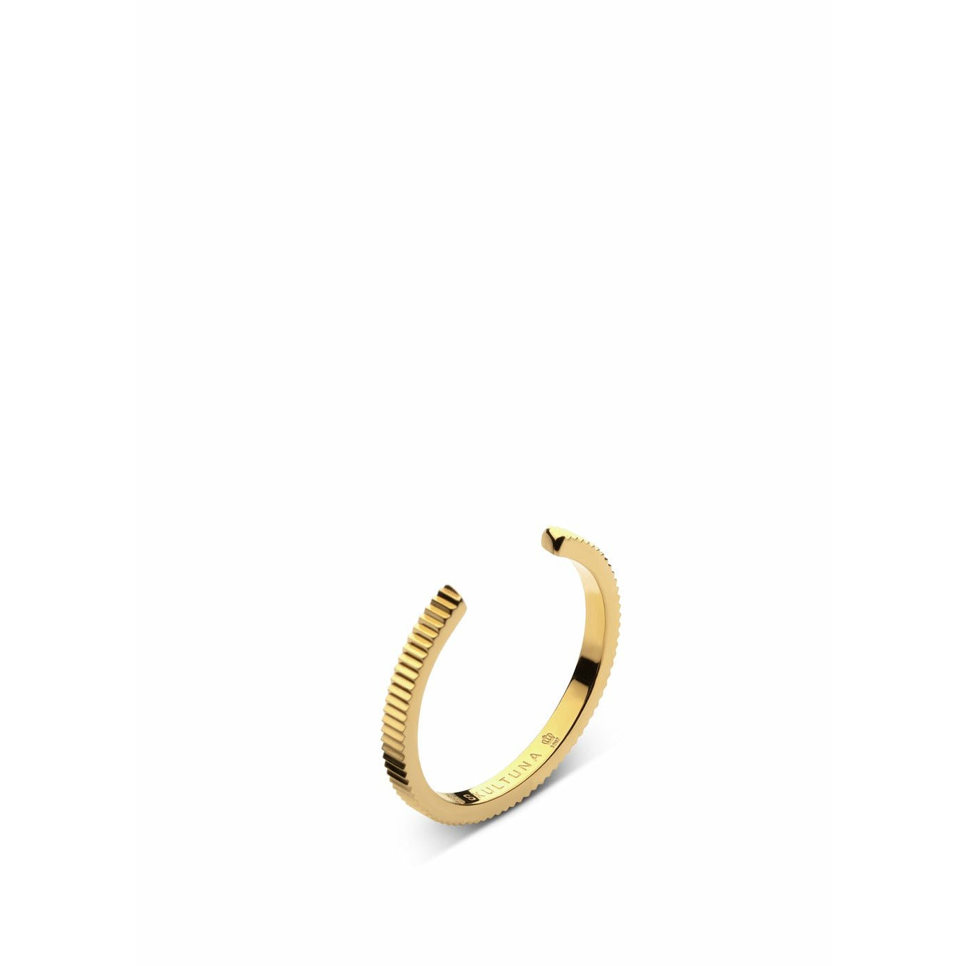 Skultuna Geribbelde dunne ring klein 316 l stalen vergulde, Ø1,6 cm