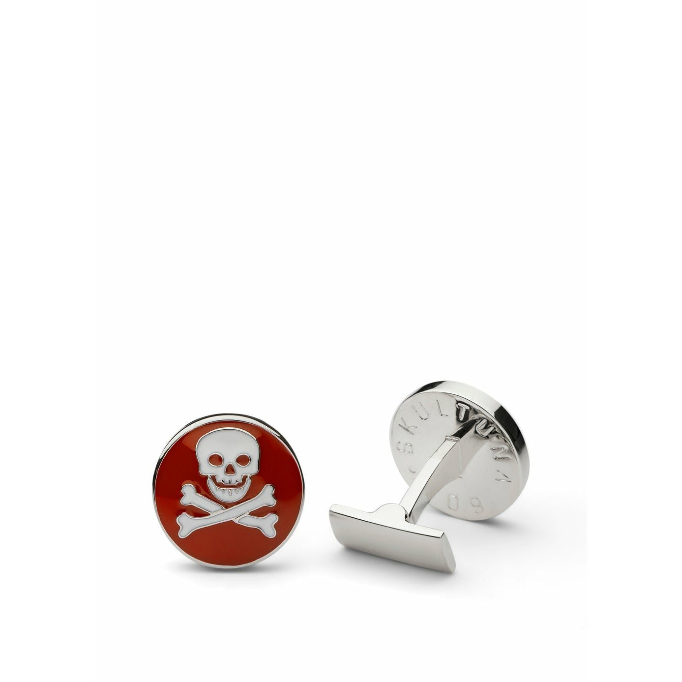 Skultuna Skull＆Bones袖扣Ø1,7厘米，红色/白色