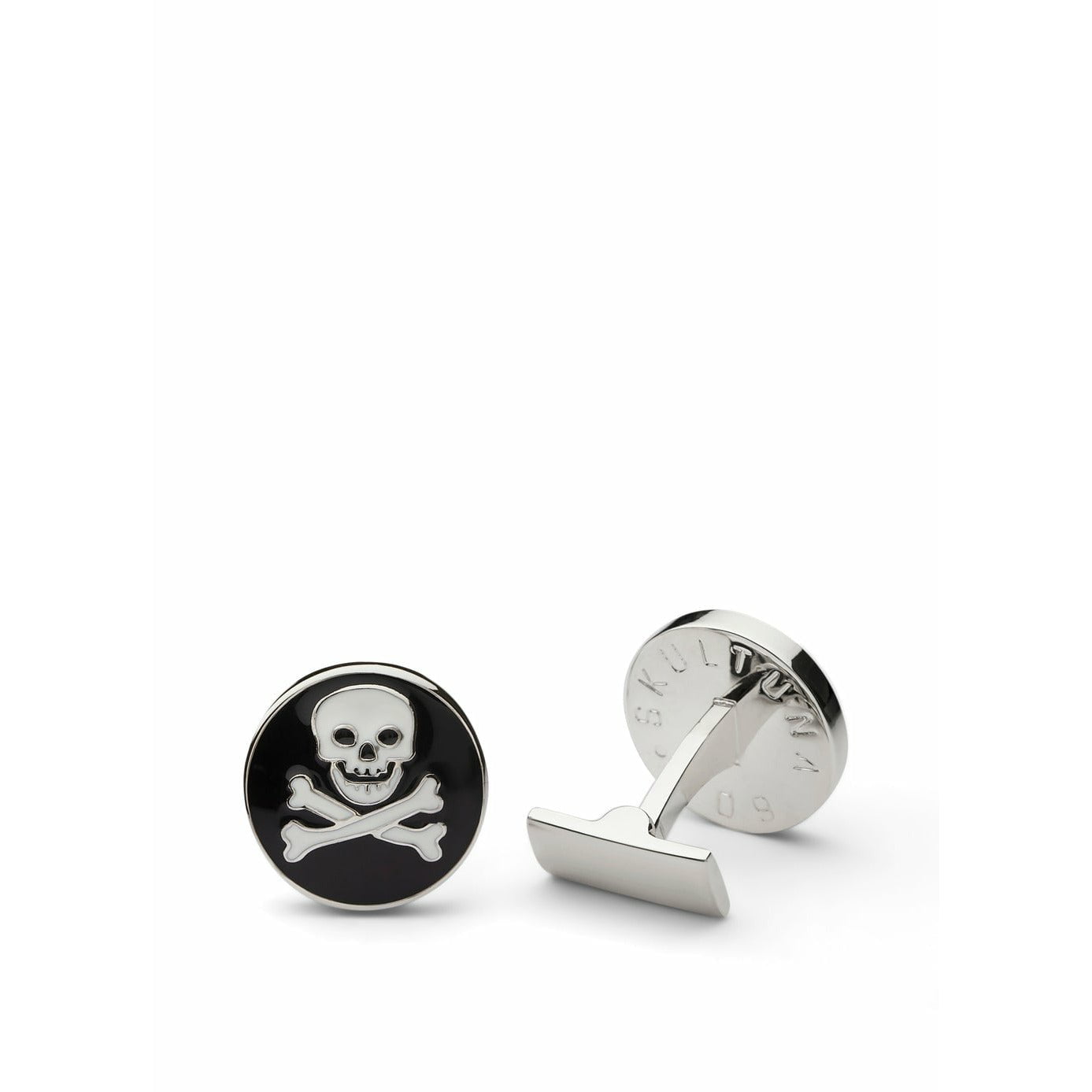 Skultuna Skull＆Bones袖扣Ø1,7厘米，黑色/白色