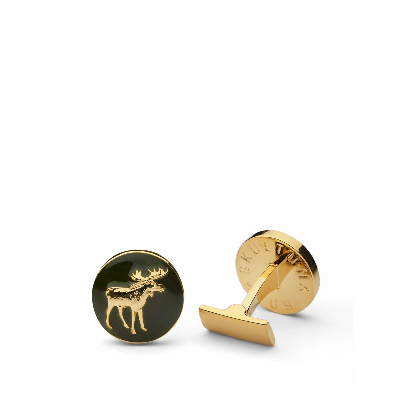 Skultuna猎人袖扣麋鹿镀金黄铜，Ø1,7厘米