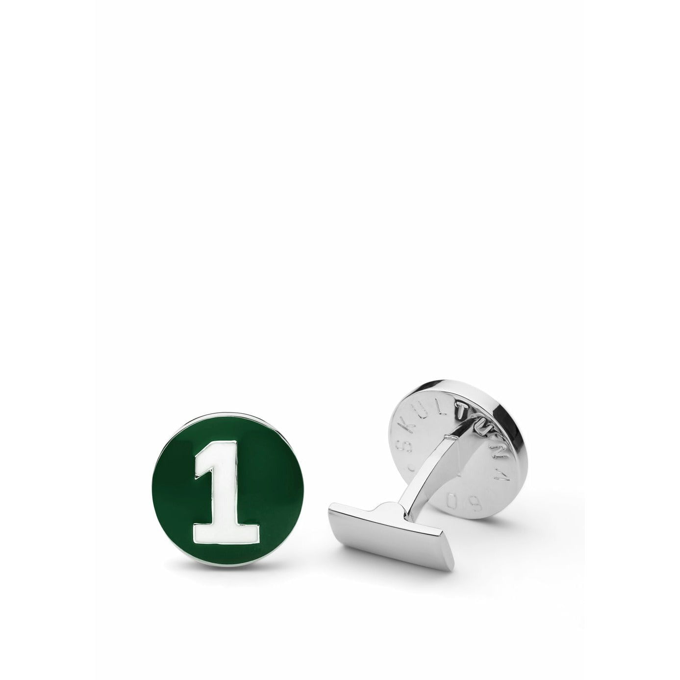 Skultuna赛车手袖扣Ø1,7厘米，绿色/白色
