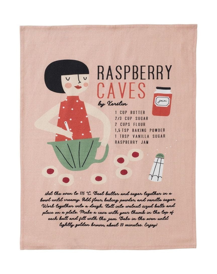 Spira Kompis Tea Towel Kerstin Raspberry Caves, 47x65 Cm