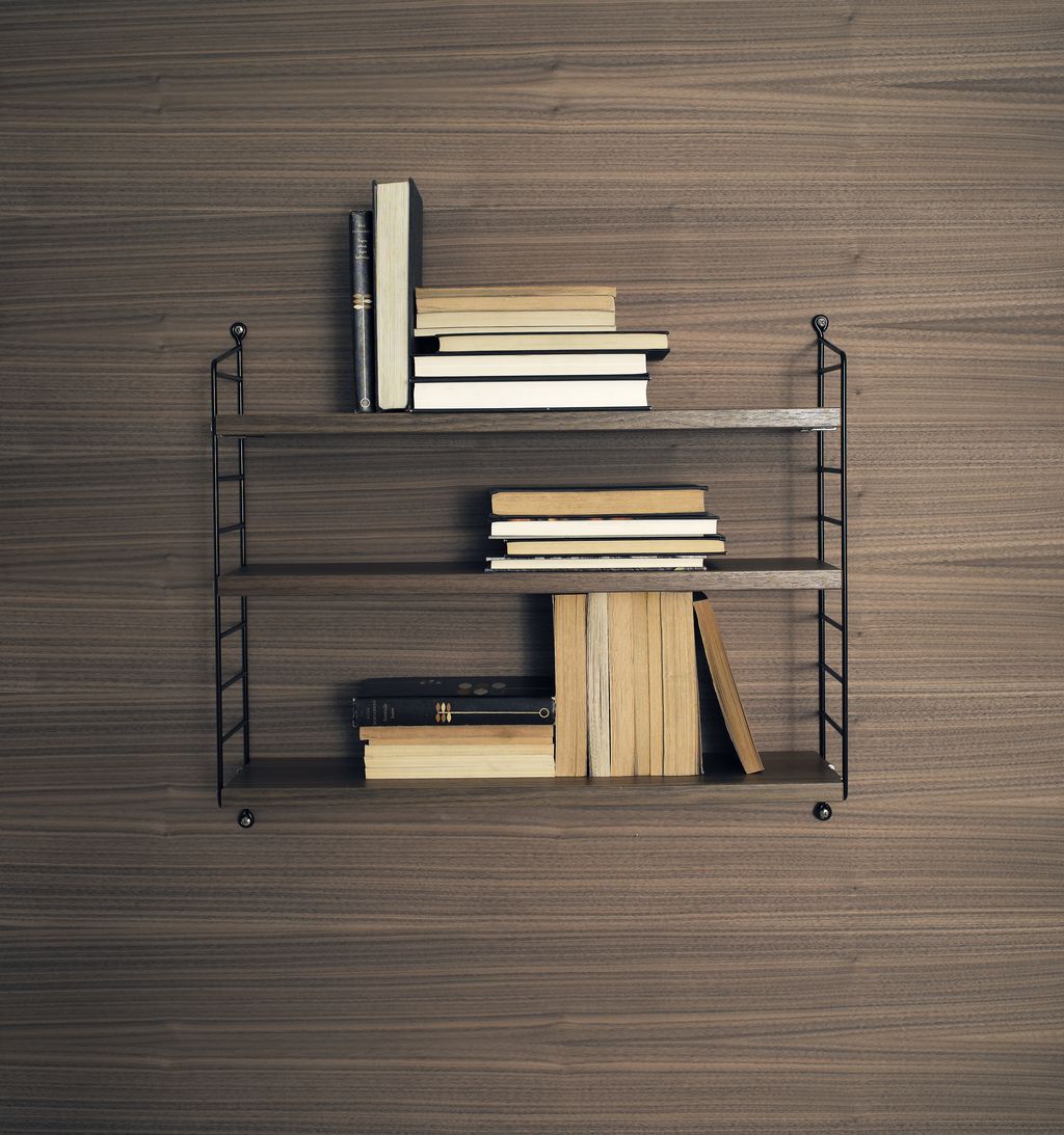 String Furniture String Pocket Wall Shelf, Walnut/Black