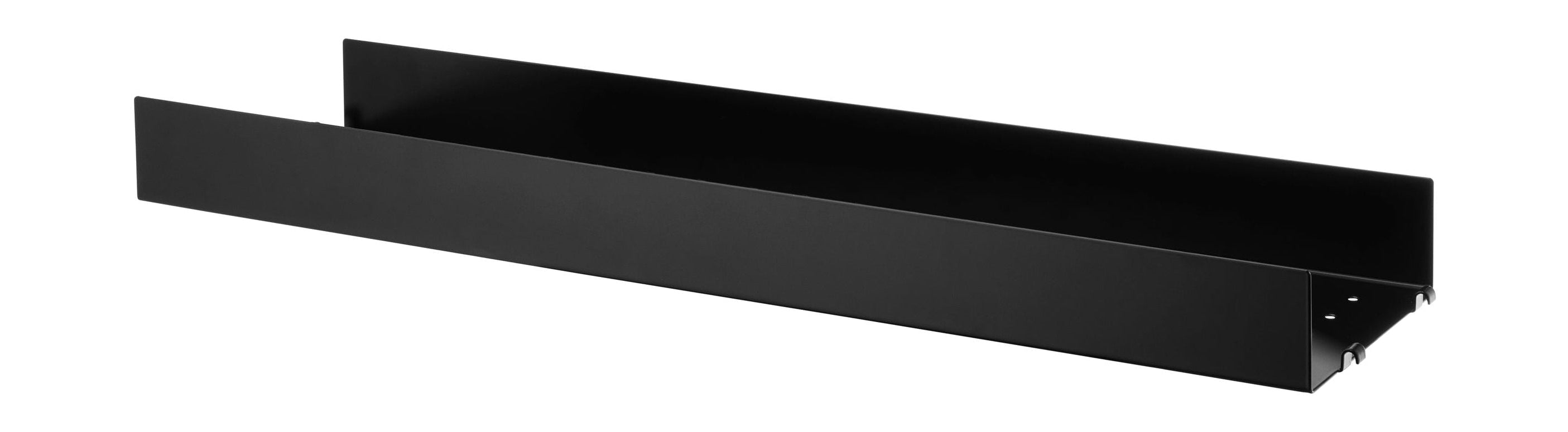 String Furniture Metalen plank van strijkersysteem met hoge rand 20x78 cm, zwart